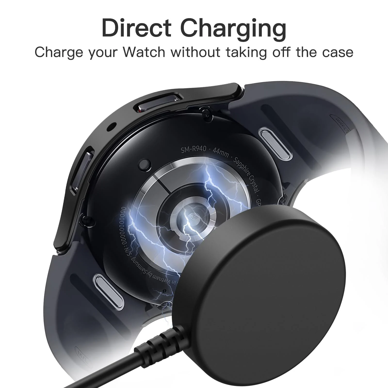 DL3 MOBILAK Full-Coverage Watch Case with Tempered Glass for Samsung Galaxy Watch 6 44 mm, Black