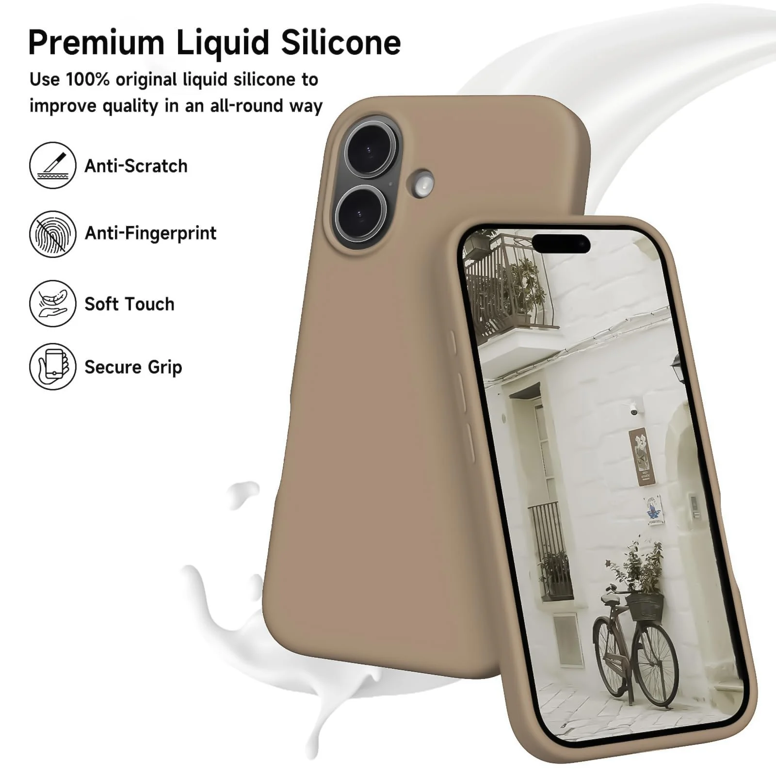 DL3 Mobilak Liquid Silicone Case for iPhone 17 6.3-Inch, Supports wireless charging, Shock-absorbing protection, Scratch-resistant surface - Desert