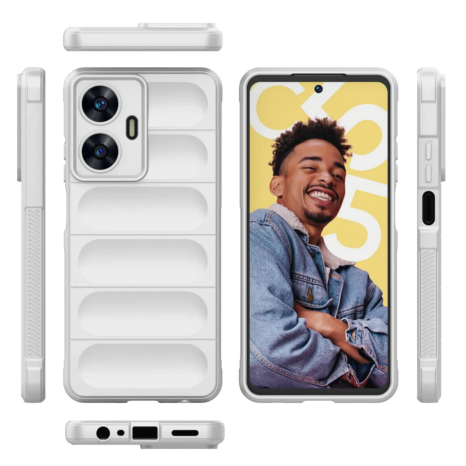 DL3 Mobilak Flexible Silicone and TPU Protective Case with Camera Protection for realme C55 / Narzo N55 - White