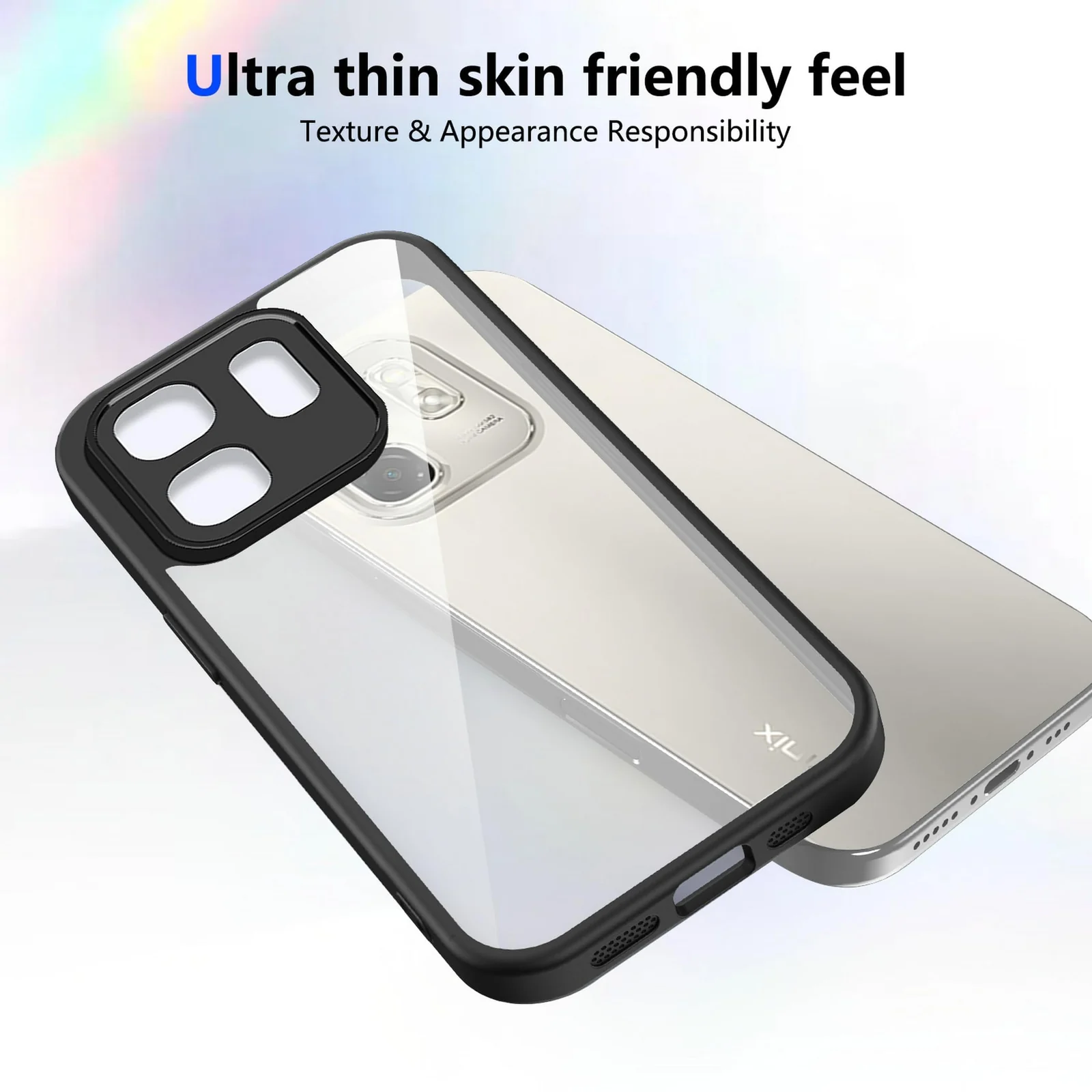 DL3 Mobilak Compatible with Infinix Smart 9 / Infinix Hot 50i Case Transparent, Military-Grade Shockproof Anti-Yellowing, Slim Protective Phone Case Full Bumper Cover With Camera Protective - Black