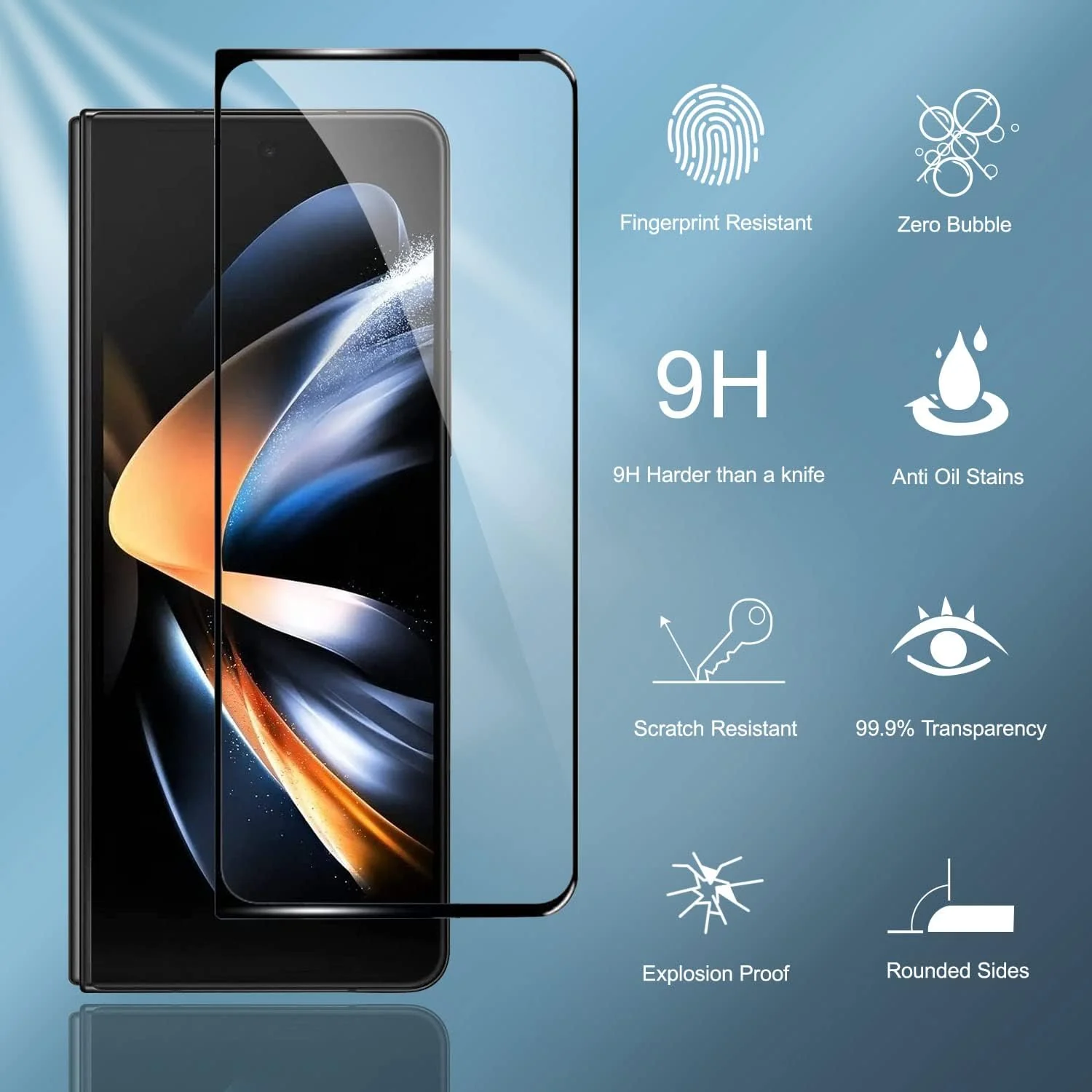 DL3 Mobilak Screen Protector for Samsung Galaxy Z Fold 5, Tempered Glass Screen Saver Premium HD Protective, Scratch Resistant, NO-Bubble, 9H Hardness, Full Coverage Film - Clear