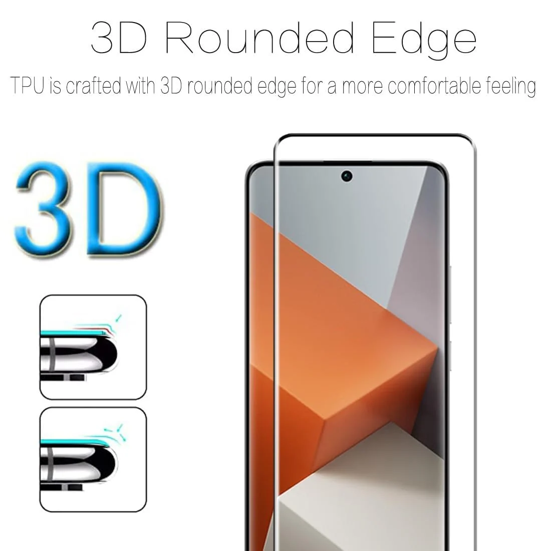 DL3 Mobilak 5D Full Glass Screen Protector For Redmi Note 13 Pro Plus. Black Frame - Clear