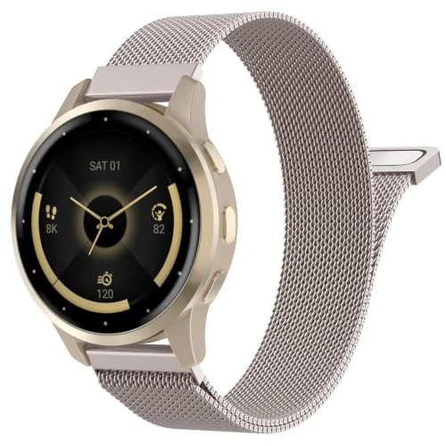 20MM Band stainless steel Magnetic Strap For Samsung Galaxy Watch 7/6/5/4 40MM 44MM/Watch 5 Pro 45MM/S2 classic/active 2 40MM 44MM Stretch Strap for Amazfit Active 2/GTS 4/3/3 Pro/Bip 3 (Starlight)