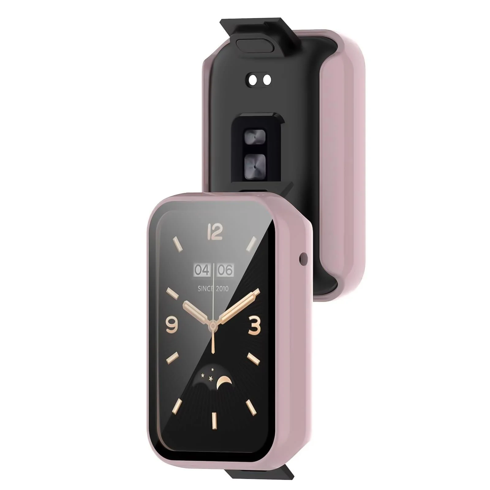 DL3 Mobilak Case for Xiaomi Mi Band 7 Pro, Bumper Full Coverage Hard Overall Protective Cover, Built-in Tempered Glass Screen Protector Film High Sensitivity For Xiaomi Smart Band 7 Pro - Pink