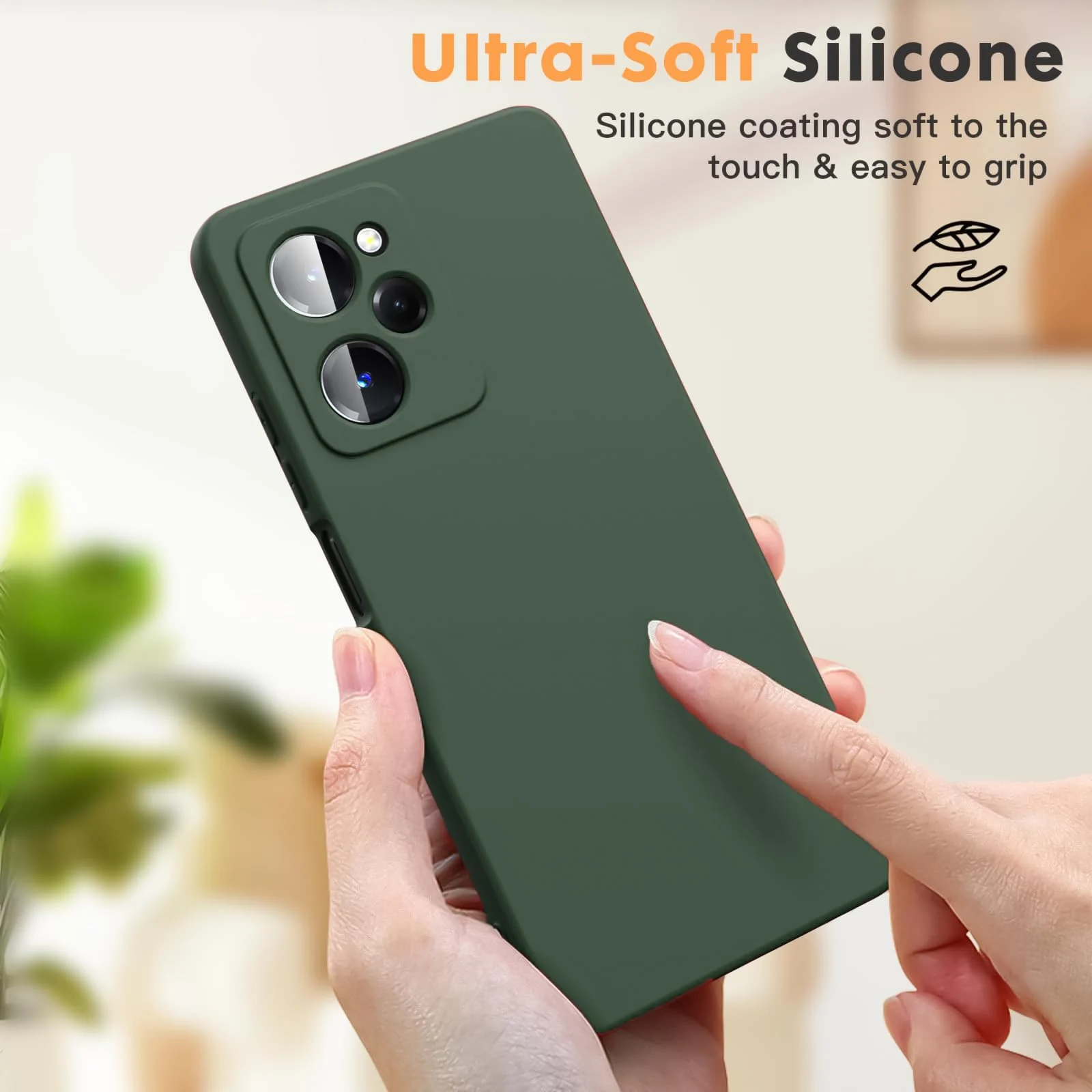 DL3 Mobilak Silicone Protective Case for POCO X5 Pro 5G, Shock-absorbing protection, Scratch-resistant surface, Soft microfiber lining - Green