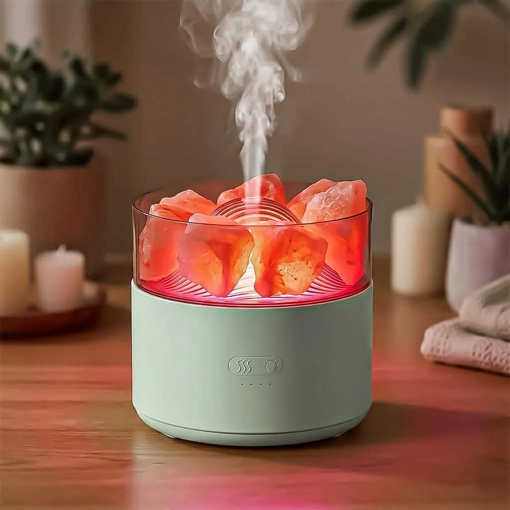 DL3 Mobilak Ultrasonic Salt Stone Aromatherapy Diffuser, 200ML Cool Mist Humidifier Essential Oil Diffuser Aroma Oils Diffuser Humidifier with Colorful Light for Office / Living Room / - Green