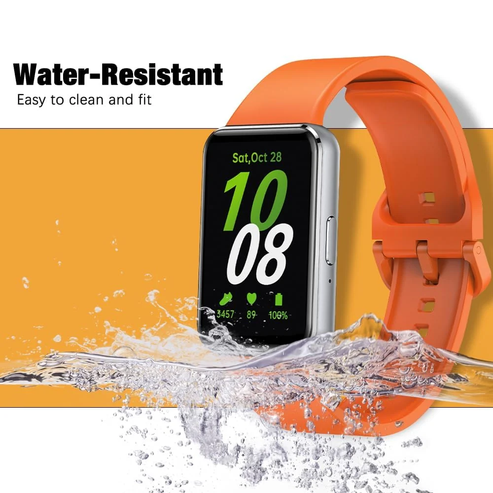 DL3 MOBILAK Silicone Bracelet for Samsung Galaxy Fit 3 Strap, Soft Silicone Sport Replacement Strap For Women/Men, Adjustable Waterproof Sports Band - Orange