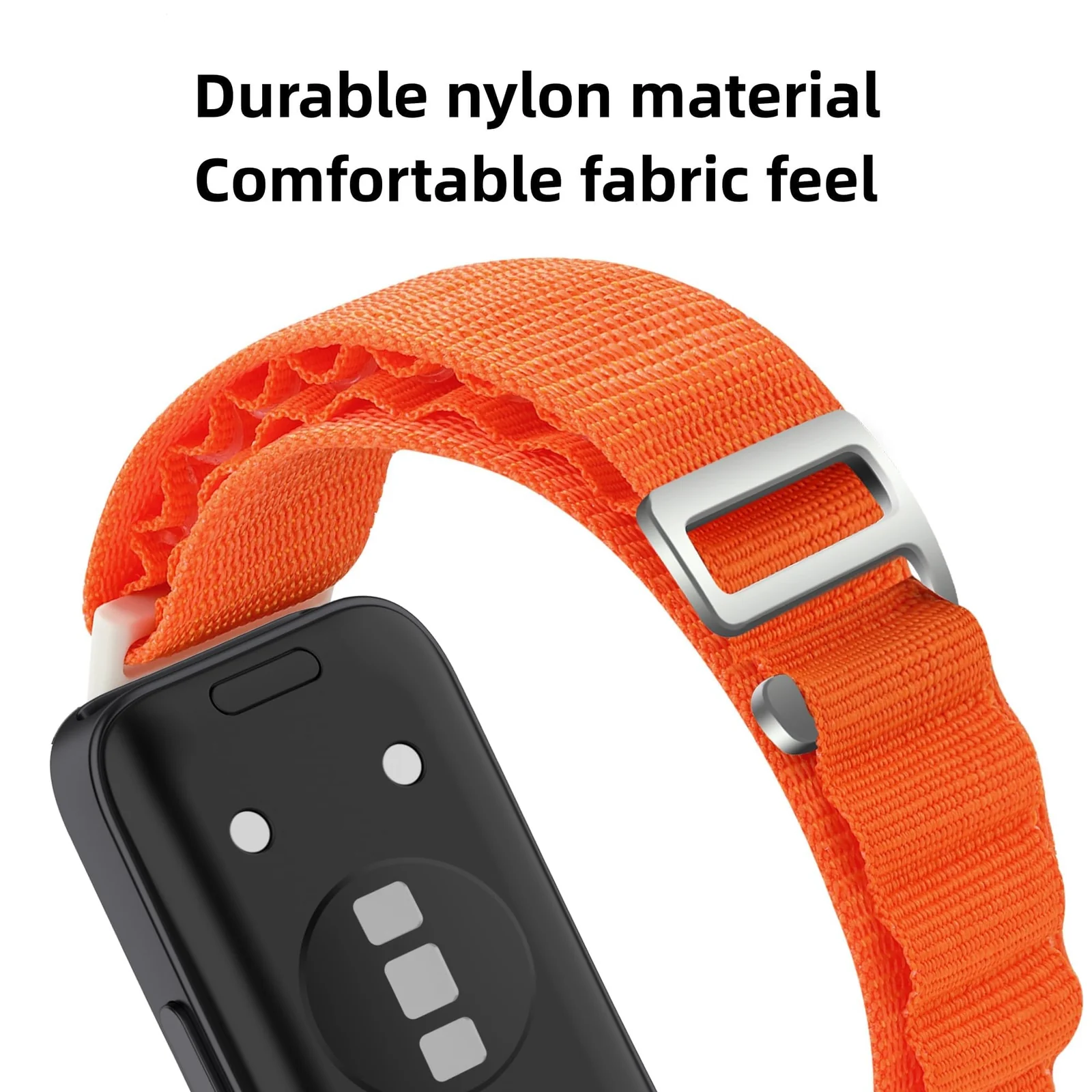 DL3 Mobilak Compatible with Huawei Band 8/Huawei Band 9 Replacement Strap, Nylon Wristband, Adjustable Sports Bracelet, Sport Band with G Hooks, Nylon Watch Strap - Orange