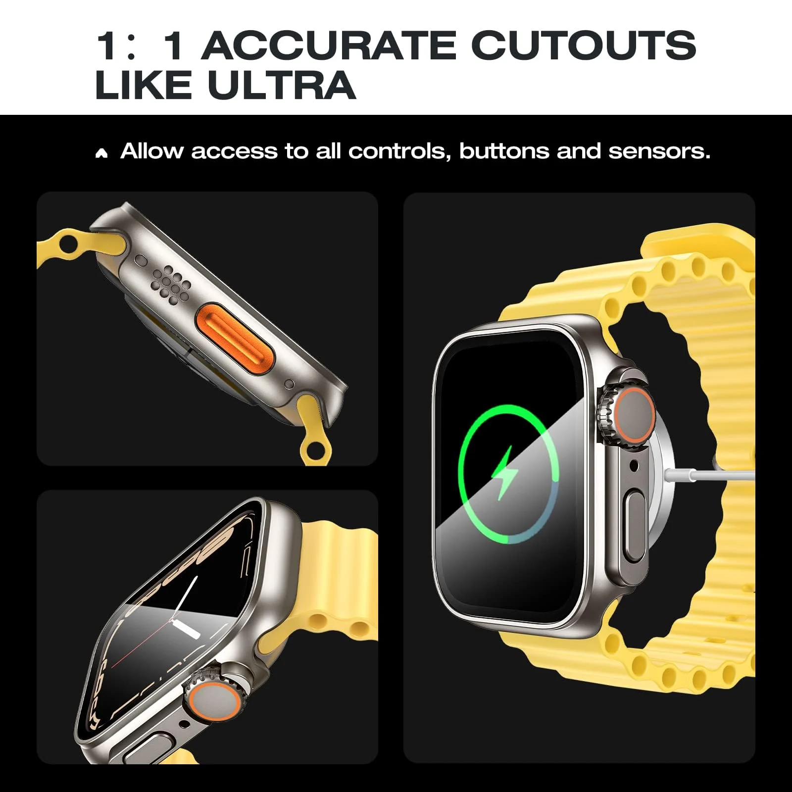 DL3 Mobilak Apple Watch 45mm Screen Protector Case, Built-in Tempered Glass Screen for iWatch Series 9 8 7 (Titanium) - Ultra-Like Design - Titanium
