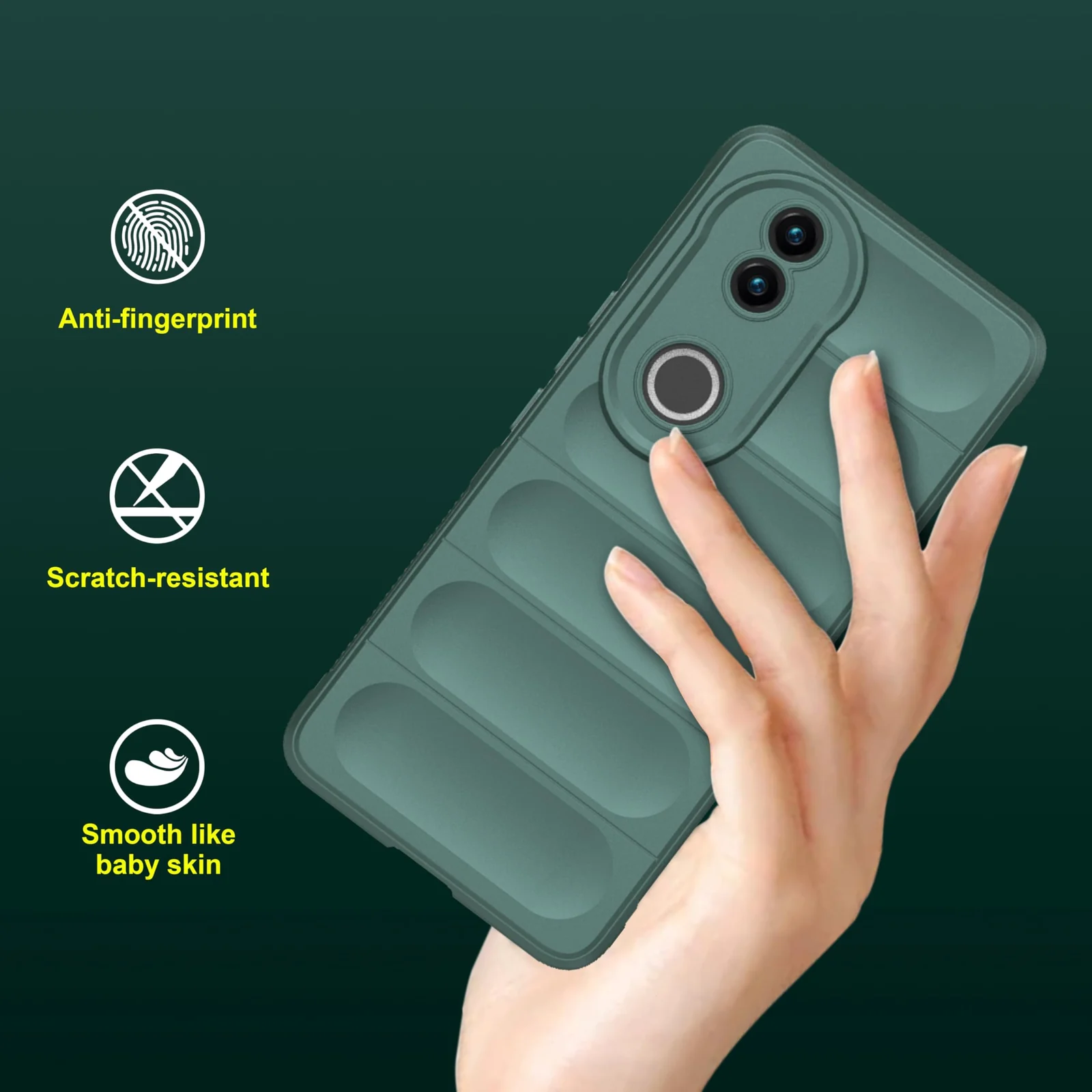 DL3 Mobilak Silicone Case for Vivo V50 5G / Vivo V50E Heavy Duty Protective [Slim Fit] Shockproof Soft Protective Design Shock-Absorption TPU Cover With Camera Protection - Green