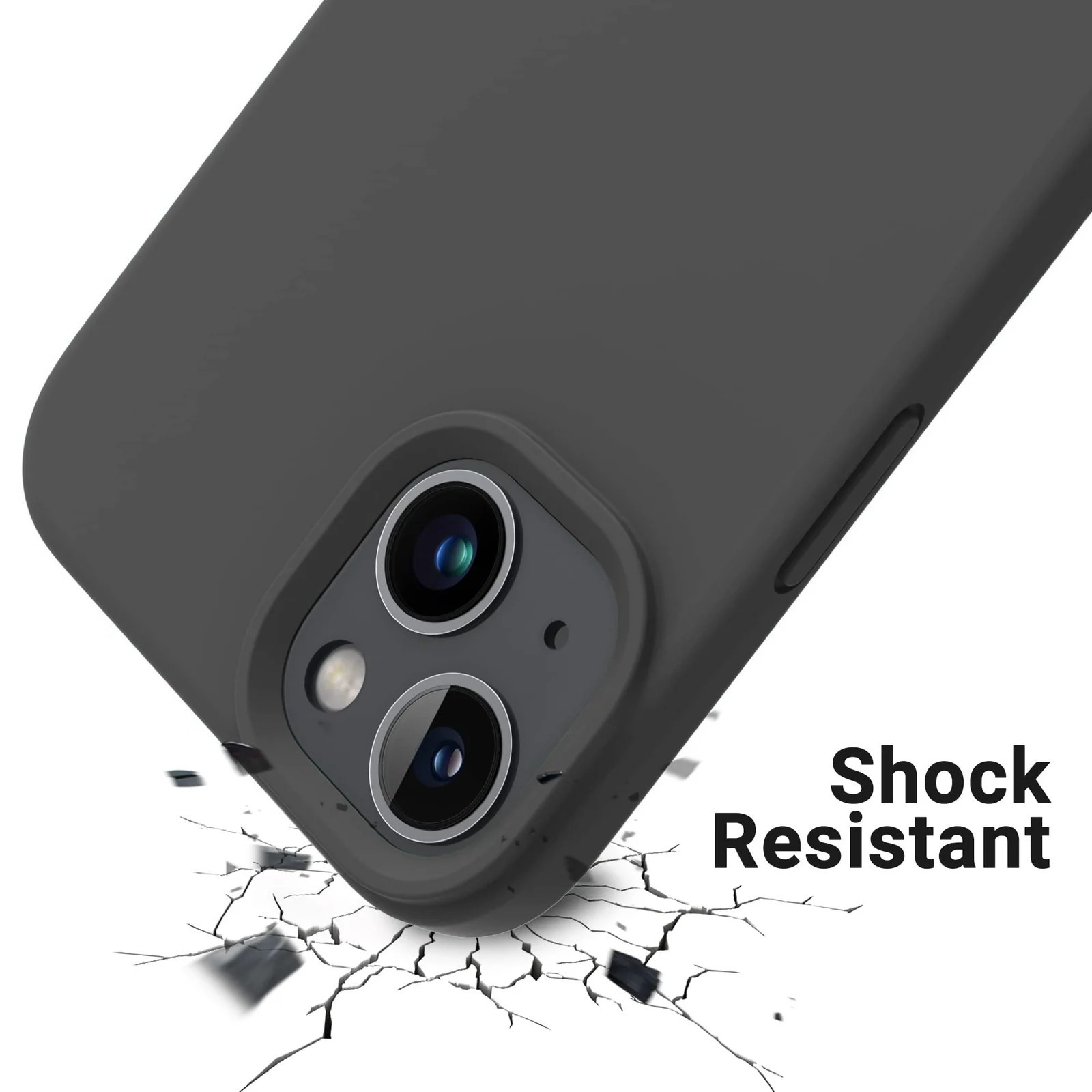 DL3 Mobilak Liquid Silicone Case for iPhone 13 / iPhone 14 (6.1 Inch), Shock-absorbing protection, Scratch-resistant surface, Soft microfiber lining - Deep Grey