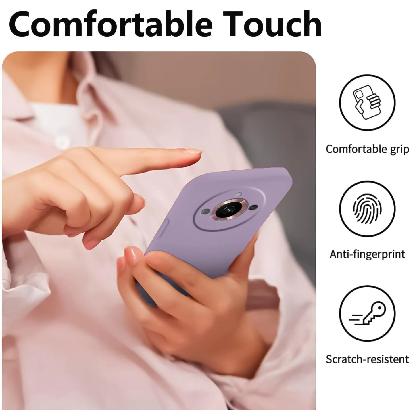 DL3 Mobilak Liquid Silicone Protective Case with Soft Microfiber Lining with Full Camera Protection for realme 11 Pro & realme 11 Pro+ Plus 5G - Lavender