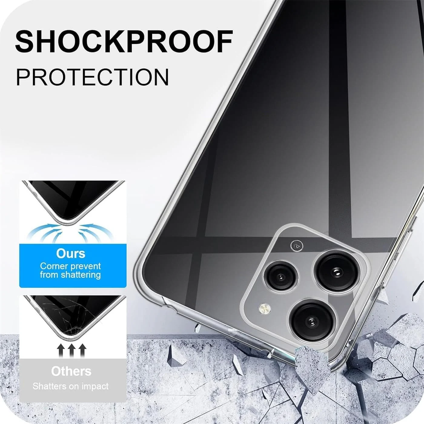 DL3 Mobilak Case Compatible with Redmi 12 4G Case Cover (not for Note 12 4G) Case Crystal Soft TPU Gel Case Flexible Silicone Anti-Scratch Camera Protection TPU Cover - Clear