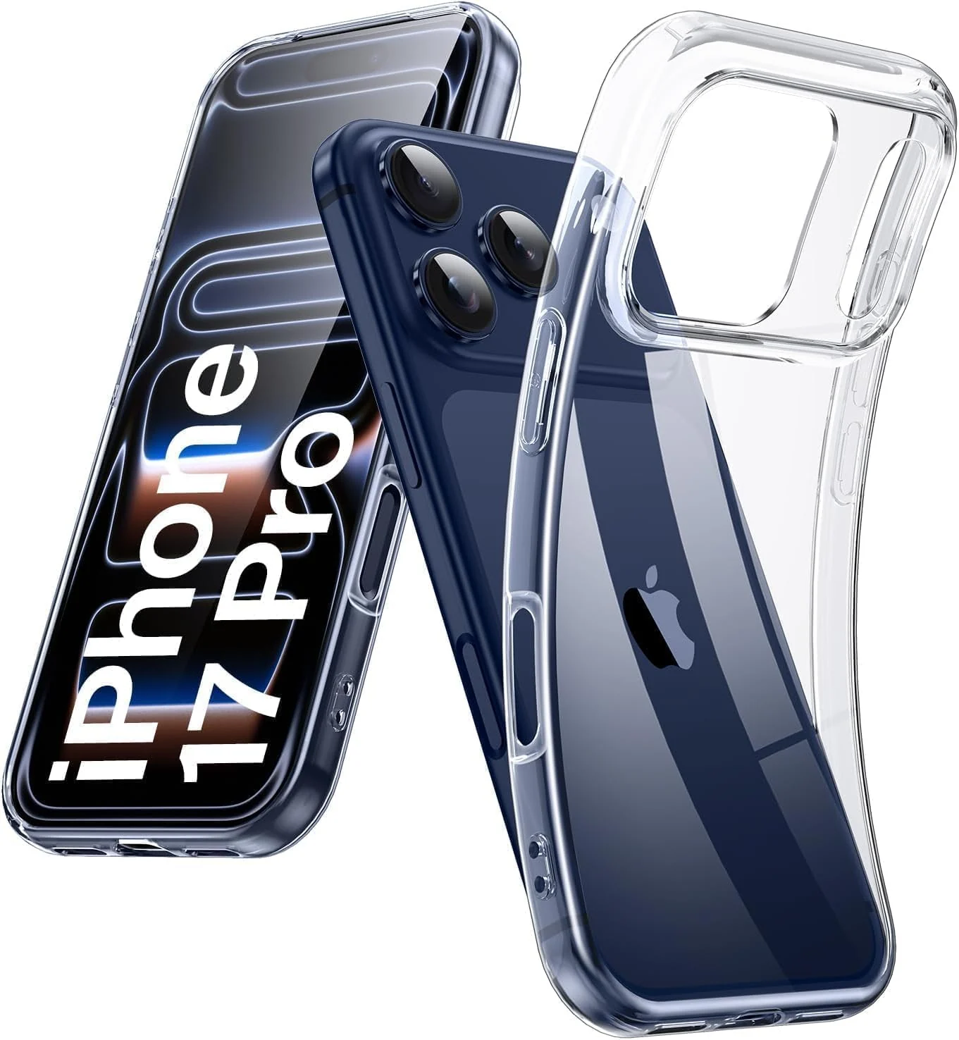 DL3 Mobilak Clear TPU Case for iPhone 17 Pro, Camera protection, Shock-absorbing protection, Raised edges around the screen and camera - Clear