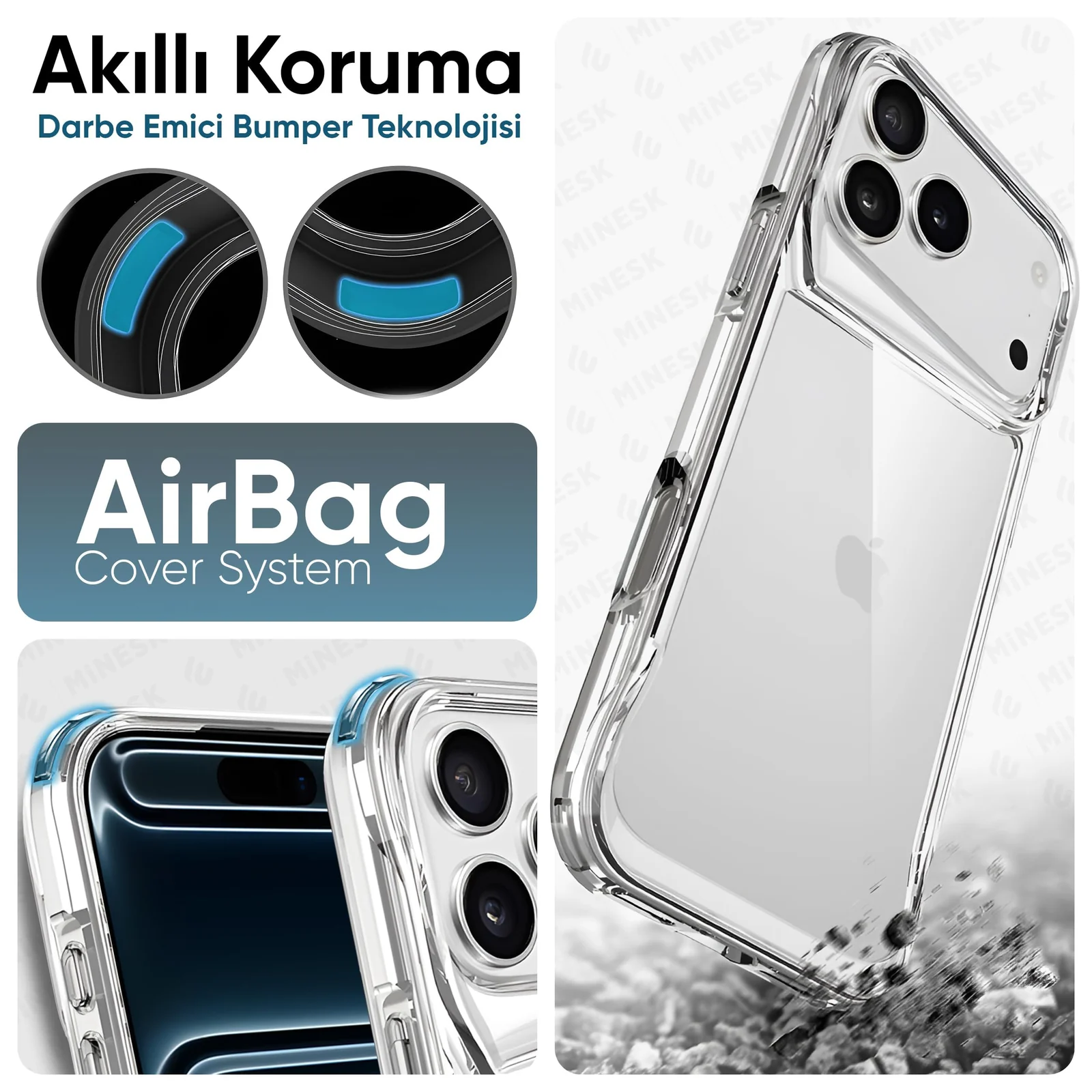 DL3 Mobilak Clear PC and TPU Protective Case for iPhone 17 Pro with Camera Protection and Military-Grade Protection - Clear