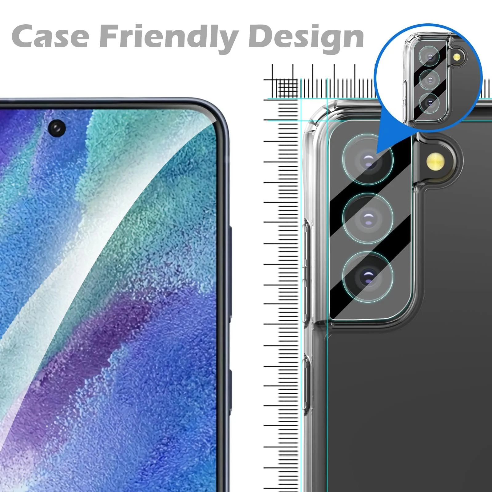 DL3 Mobilak Samsung Galaxy S21 FE 5G Camera Protector Tempered Glass Screen Protector HD [Full Coverage][Anti-Scratch] Drop Protection Ultra Clear/Thin Lens Protector Case - Black