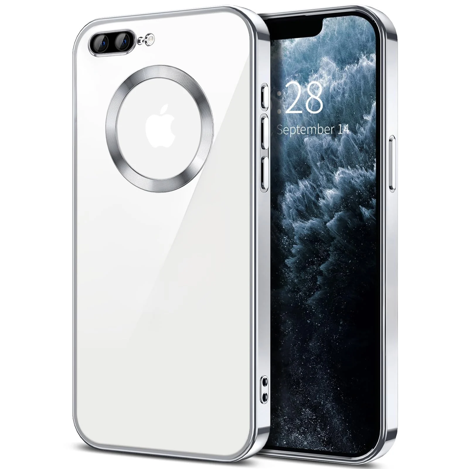 DL3 Mobilak Plated-Edge TPU Protective Case with Camera Protection for iPhone 7 Plus / iPhone 8 Plus - Silver