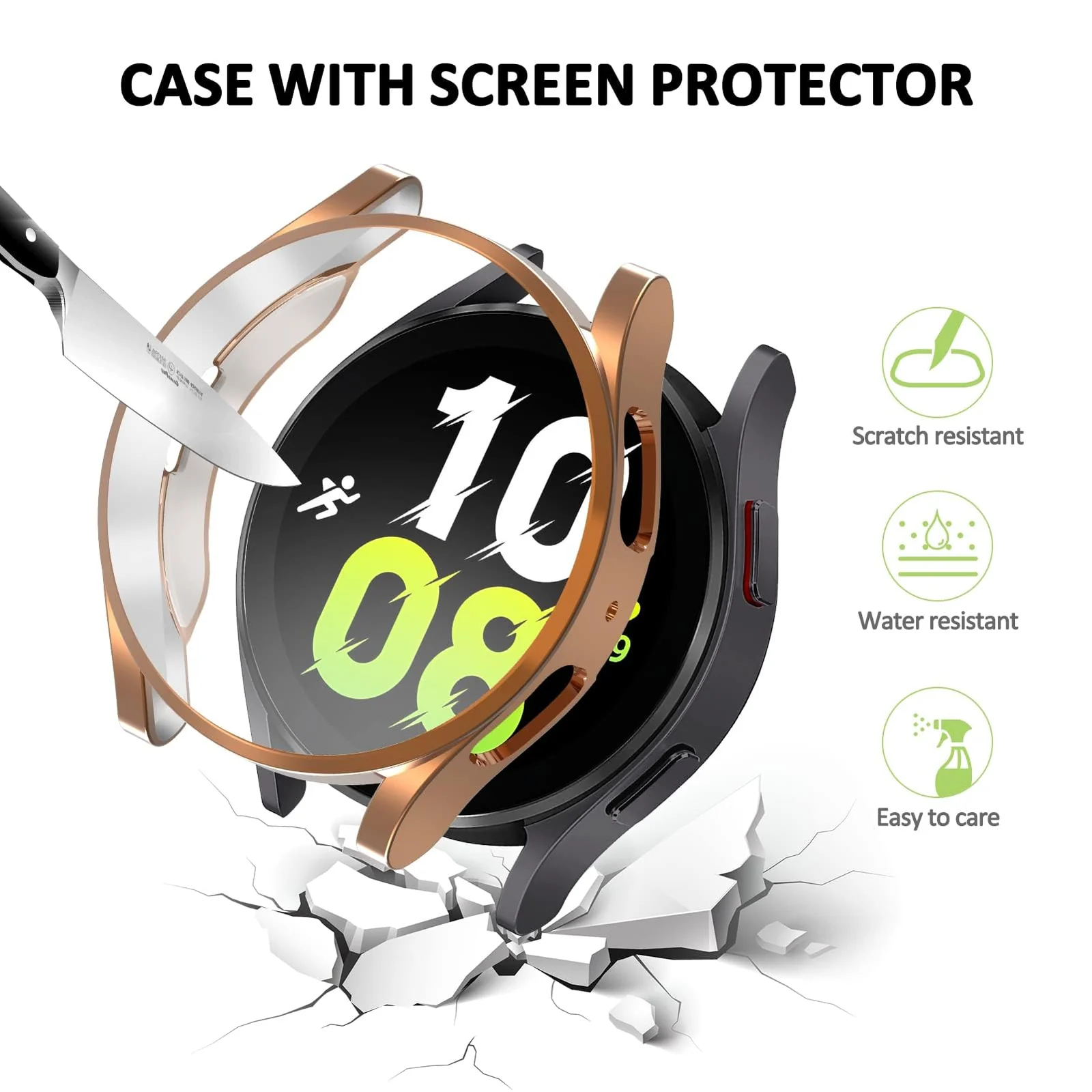 DL3 Mobilak Case Compatible with Samsung Galaxy Watch 4 40mm 2021 & Watch 5 40mm 2022 Case All-Around Screen Protector Watch Soft TPU Shockproof Cover Slim Guard Thin Bumper Shel Protector - Rose Gold