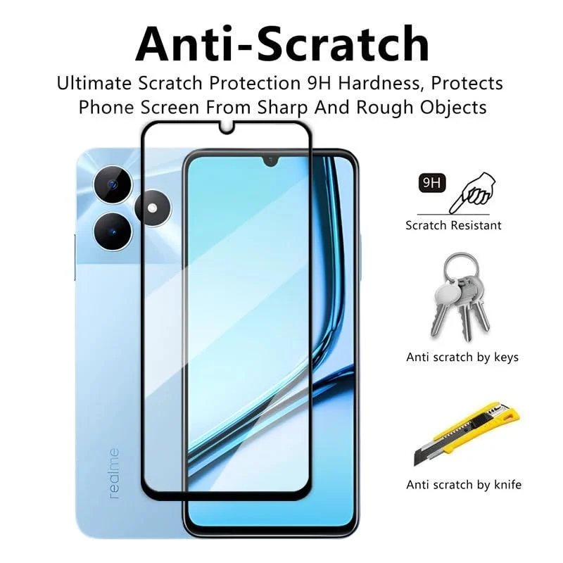 DL3 Mobilak 5D Full Glass Screen Protector For realme Note 50. Black Frame - Clear