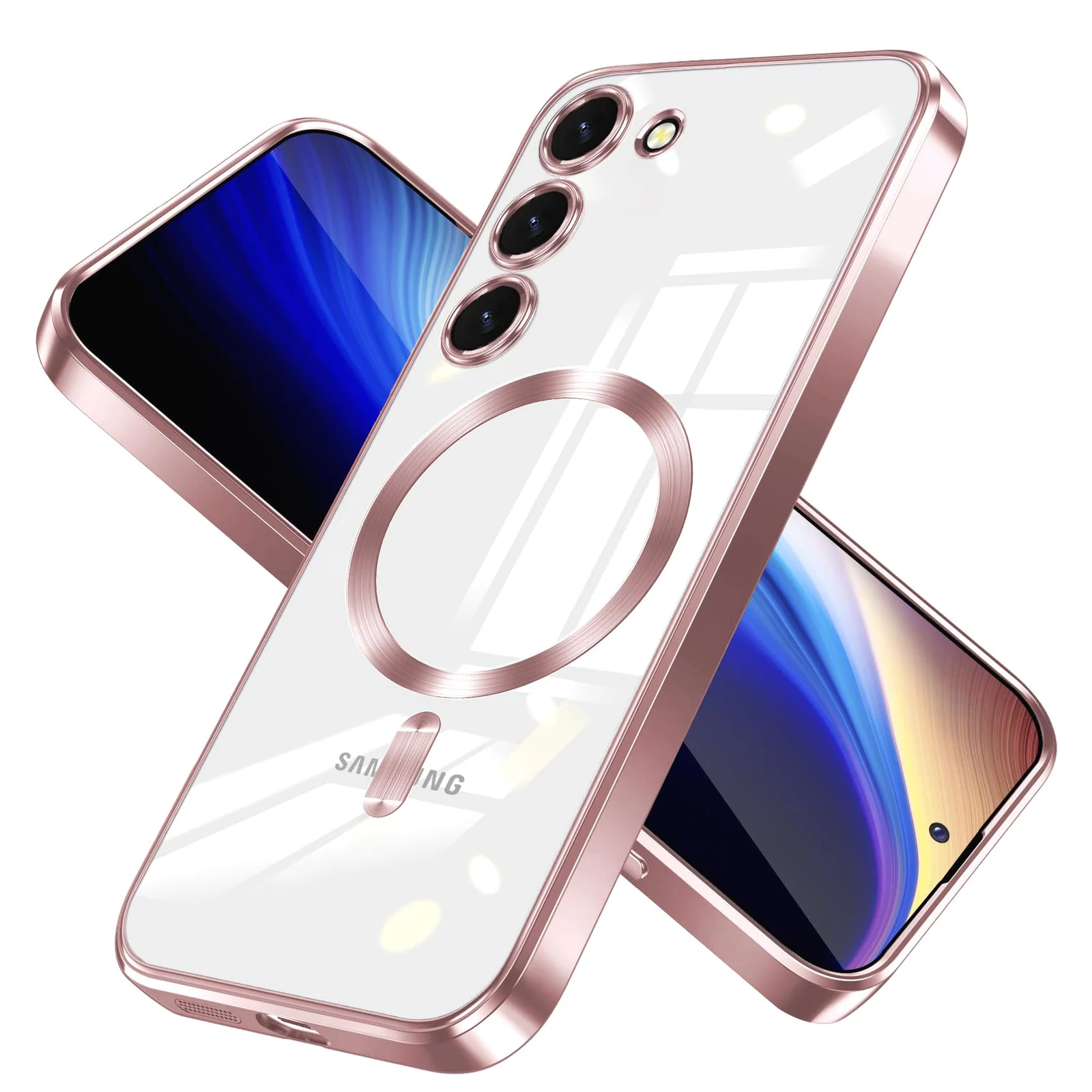 DL3 Mobilak Clear TPU Case with Electroplated Edges for Samsung Galaxy S23 Plus with Camera Protection - Rose Gold