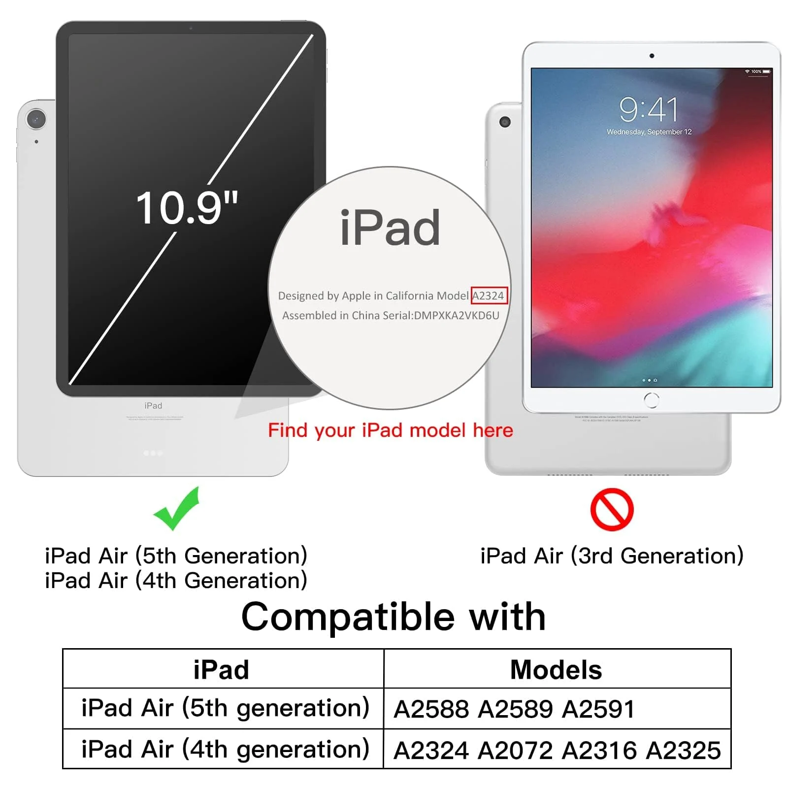 DL3 MOBILAK Case for For iPad Air 11-Inch M2 (2024), iPad Air 5/4 (2022/2020 5th/4th 10.9-Inch), Clear Shockproof Back Cover Built-in Pencil Holder,Auto Sleep/Wake - Green