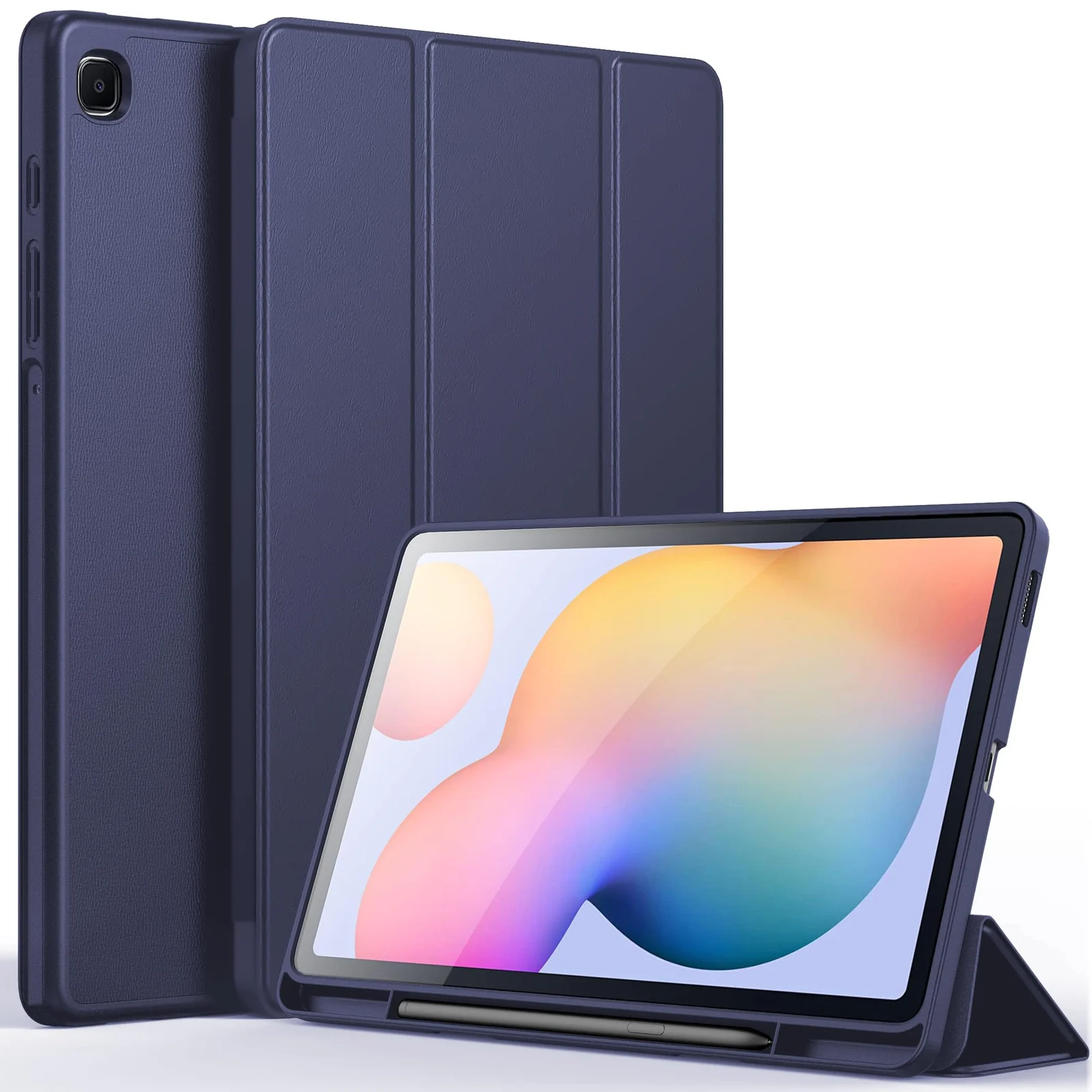 DL3 Mobilak Smart Case For Samsung Galaxy Tab S6 Lite 10.4 inch 2022 (SM-P613/P619) & 2020 (SM-P610/P615) with Pencil Holder, Soft TPU Smart Stand Back Cover Auto Wake/Sleep - Blue