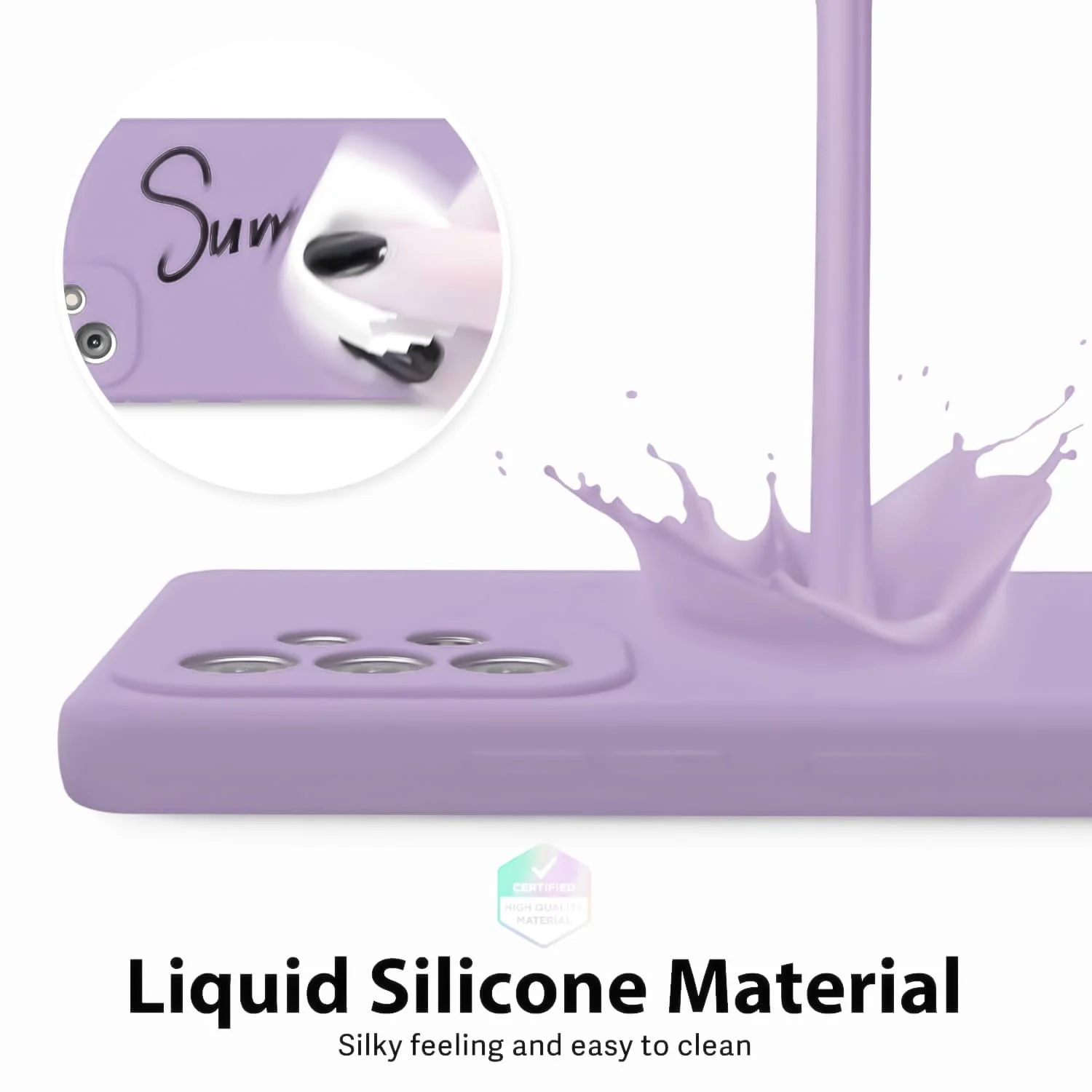 DL3 Mobilak Liquid Silicone Protective Case for Samsung Galaxy A23 5G / 4G with Camera Protection and Microfiber Lining - Lavender