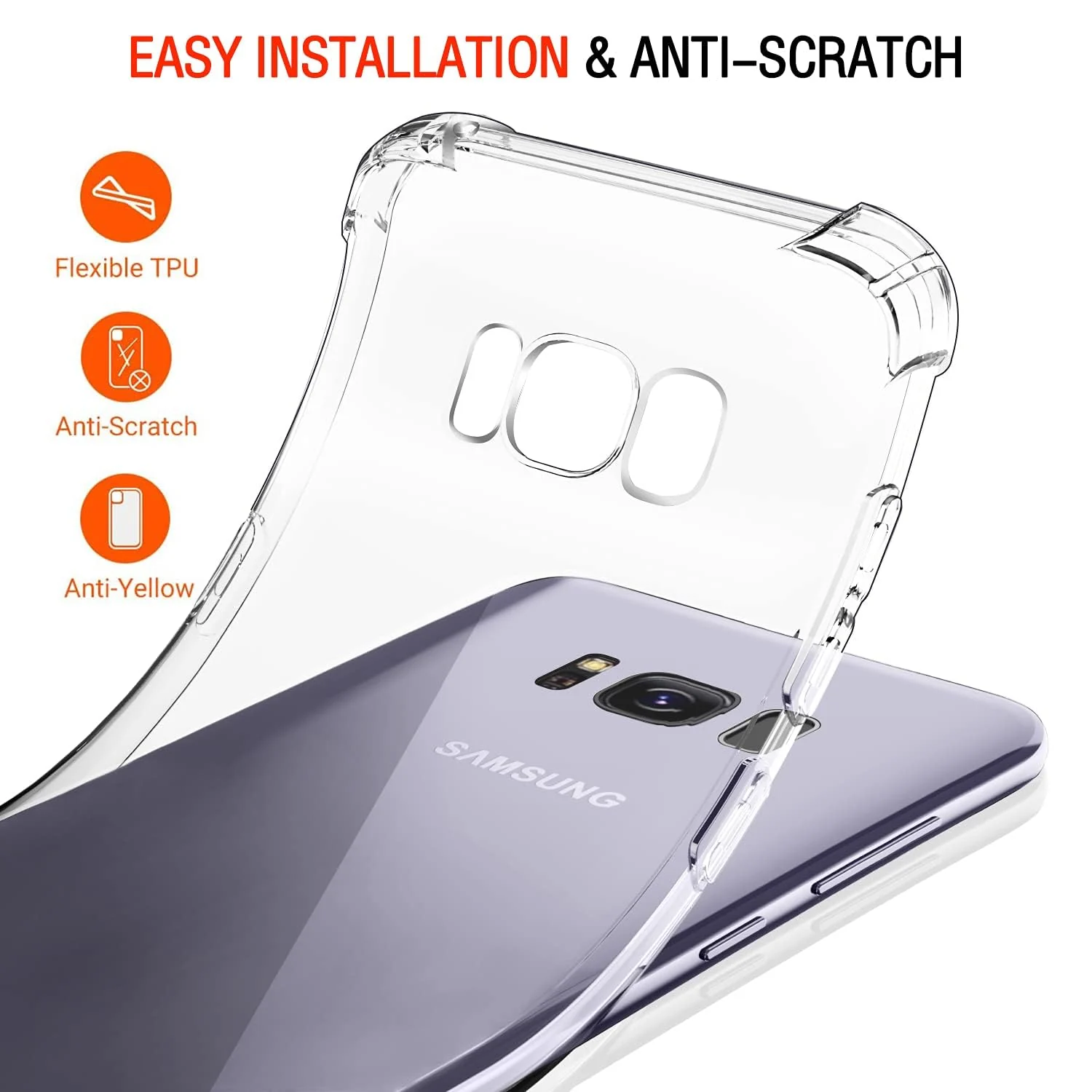 DL3 Mobilak Clear TPU Case for Samsung Galaxy S8 plus, Camera protection, Shock-absorbing protection, Non-slip grip - Clear