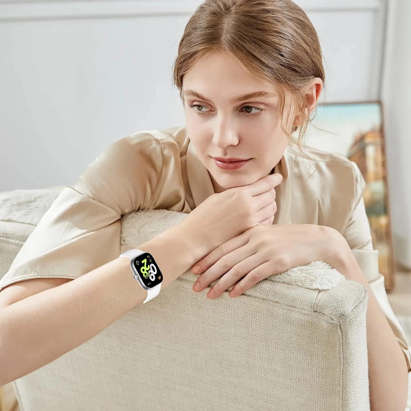 DL3 Mobilak Bracelet Compatible with Xiaomi Redmi Watch 6/5/4 / Xiaomi Smart Band 10 Pro/9 Pro/8 Pro, Soft TPU Replacement Strap Sports, Strap for Men and Women - White