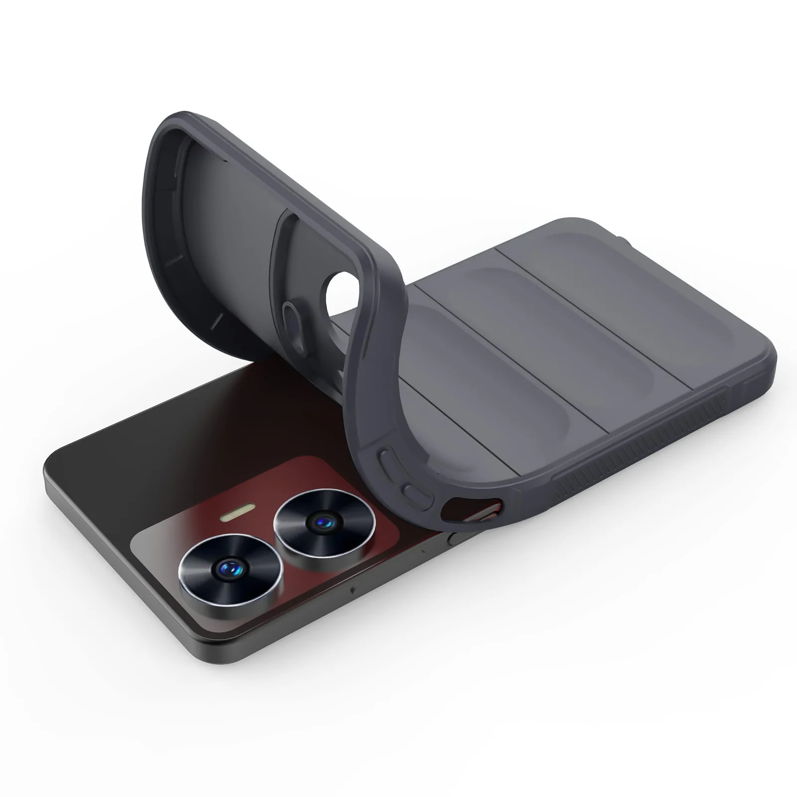 DL3 Mobilak Flexible Silicone and TPU Protective Case with Camera Protection for realme C55 / Narzo N55 - Dark Gray