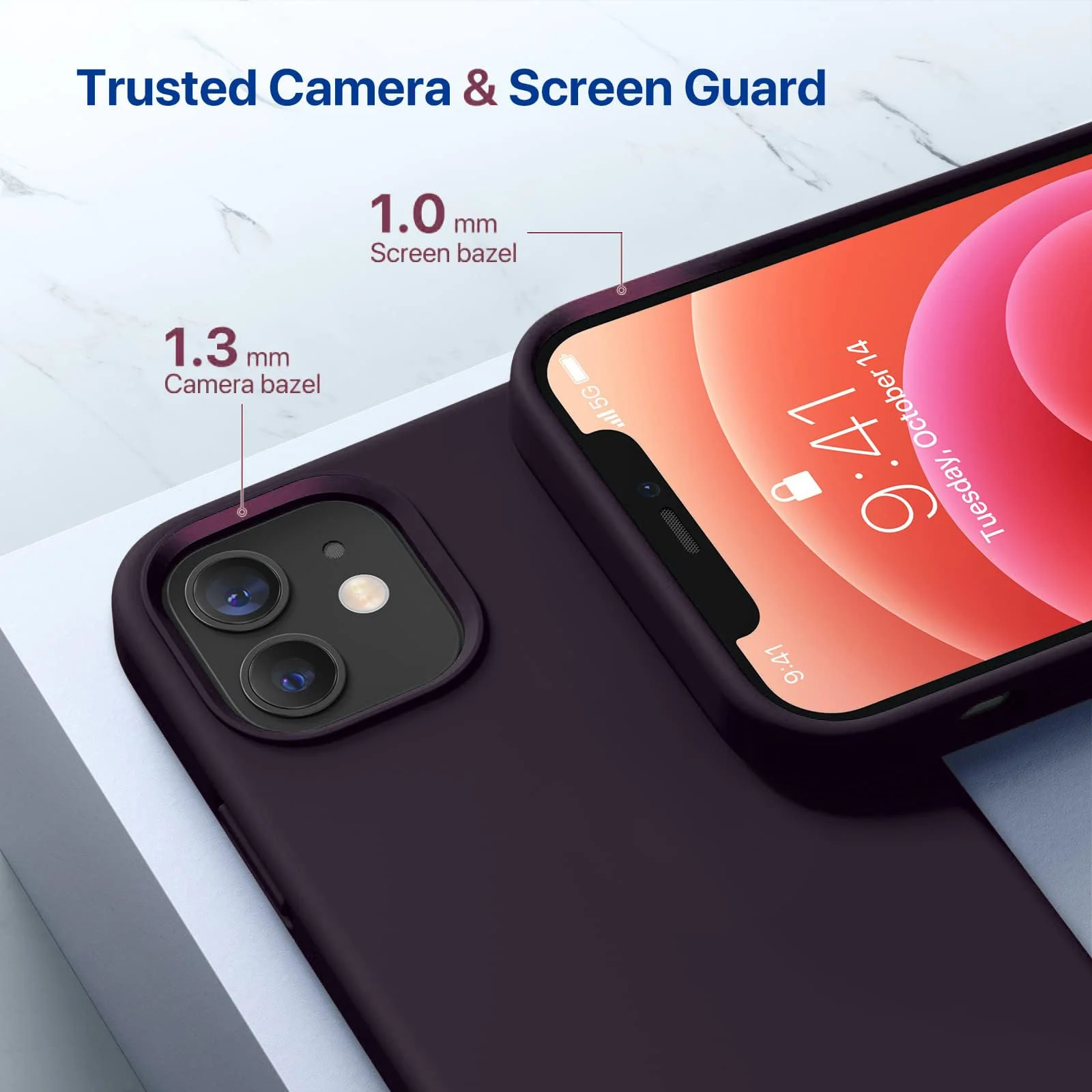 DL3 Mobilak Liquid Silicone Protective Case for iPhone 11 Pro (5.8 Inch) with Camera Protection and Microfiber Lining - Deep Purple