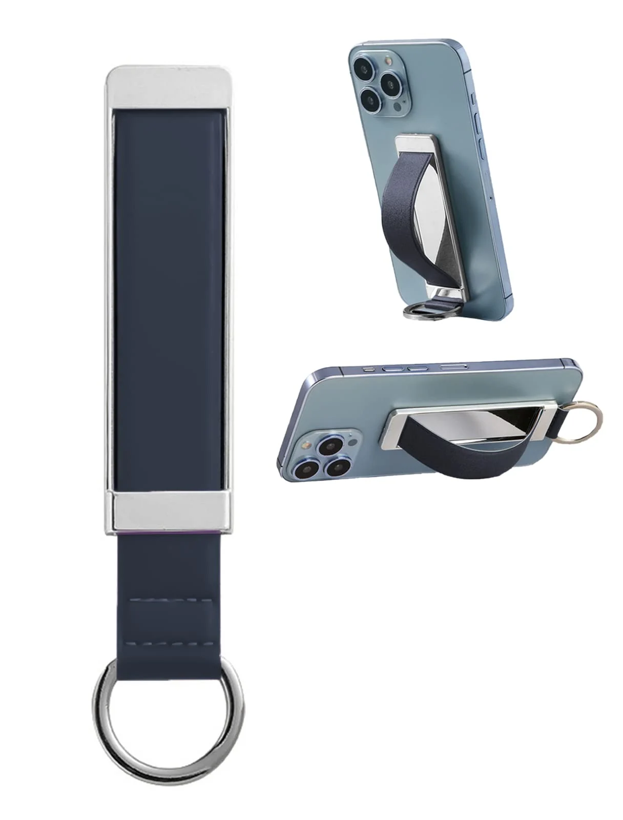 DL3 Mobilak Phone Grip Strap Finger Loop for Cell Phone Case Phone Finger Holder Assorted Colors Leather Phone Grip Stand for Most Mobile Phones and Tablets - Midnight Blue