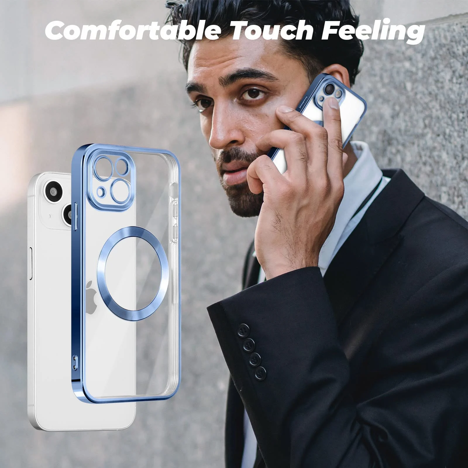 DL3 MOBILAK MagSafe Phone Case with Camera Lens Protector for Apple iPhone 14, Sierra Blue