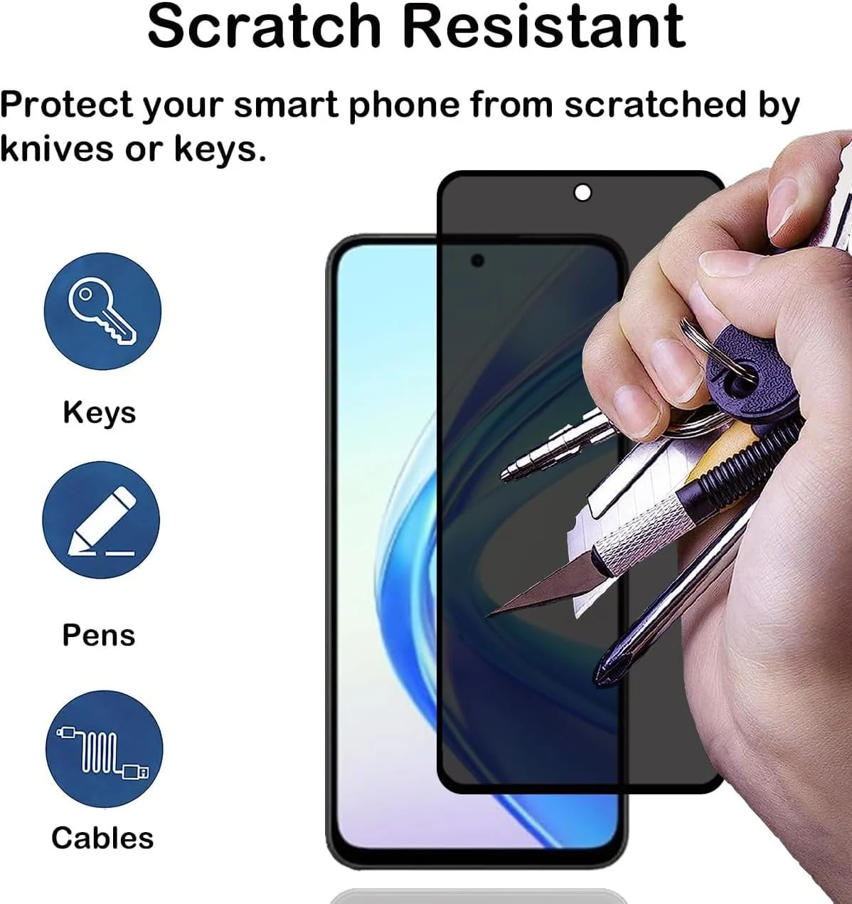 DL3 Mobilak Honor X7b Privacy Screen Protector, Anti-Spy 9H Hardness Tempered Glass Film [Case Friendly] [Bubble Free] - Black