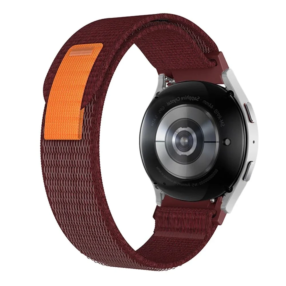 DL3 Mobilak No-Gap Nylon Watch Bands Compatible with Samsung Galaxy Watch 6 5 4 Band 40mm 44mm/Watch 5 Pro Band 45mm/Watch 6 4 Classic Band 42mm 43mm 46mm 47mm, Alpine Loop Woven Sport Strap Men Women - Trail Wine Red
