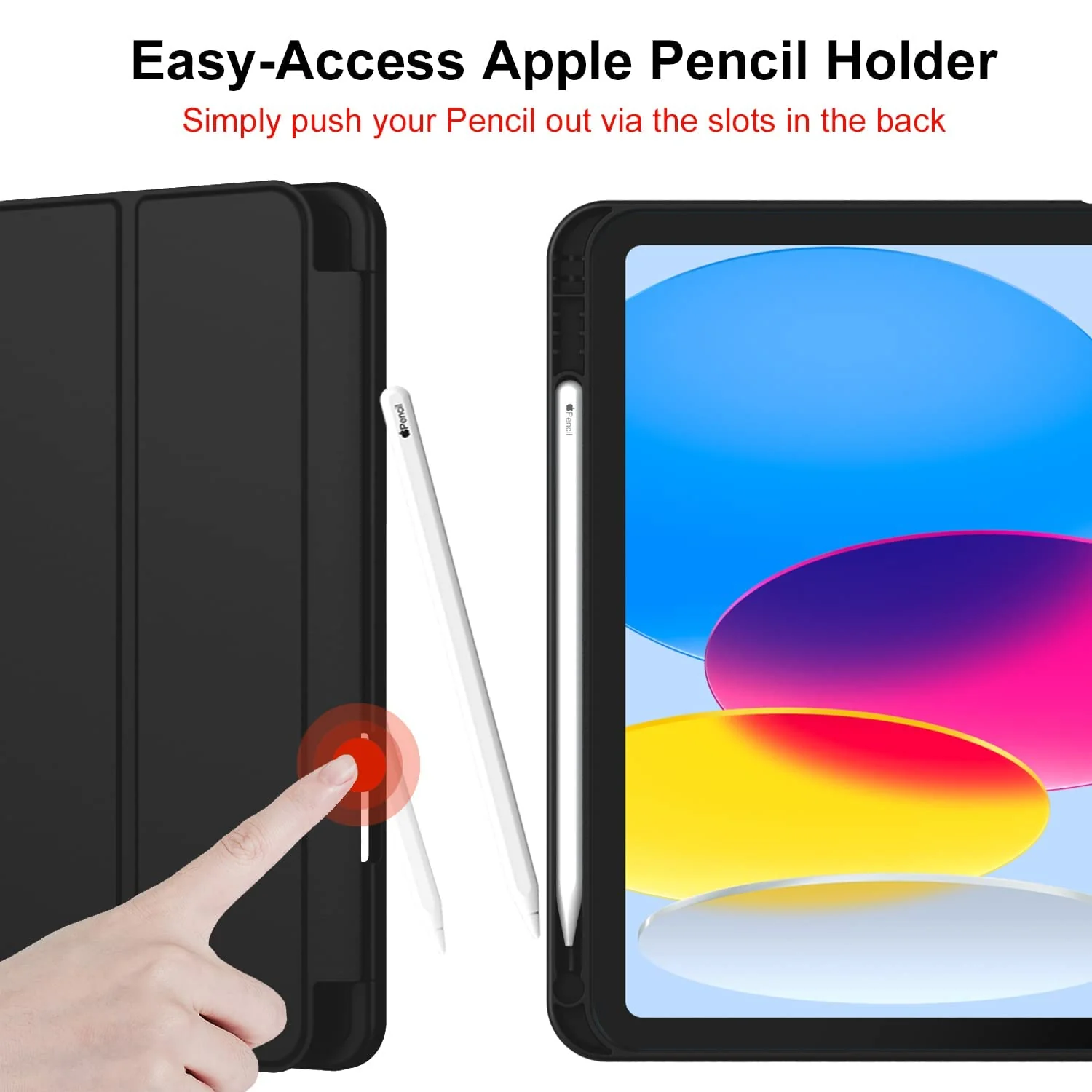 DL3 Mobilak iPad (A16) Case/iPad 10th Generation [11-Inch 2025/10.9 Inch 2022] with Pencil Holder, [Support Touch ID] Flexible TPU Back Shell Smart Trifold Stand Protective Auto Wake/Sleep - Black