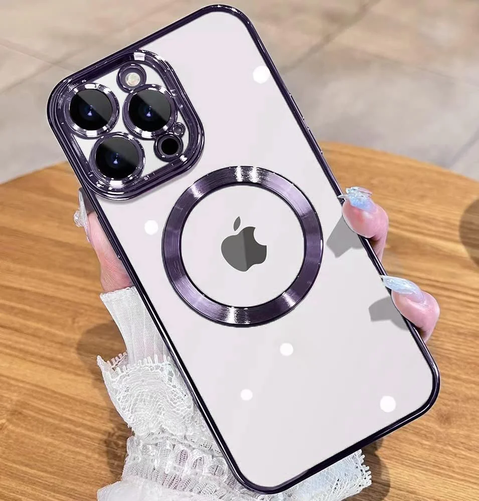 DL3 MOBILAK MagSafe Phone Case with Camera Lens Protector for Apple iPhone 14 Pro Max, Deep Purple
