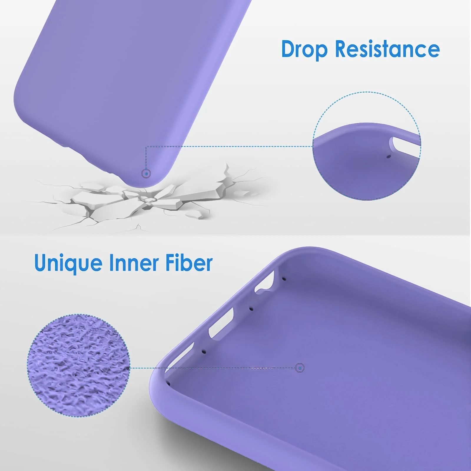 DL3 Mobilak Liquid Silicone Case for iPhone 6 / 6S, Shock-absorbing protection, Slim, lightweight profile - Light Purple