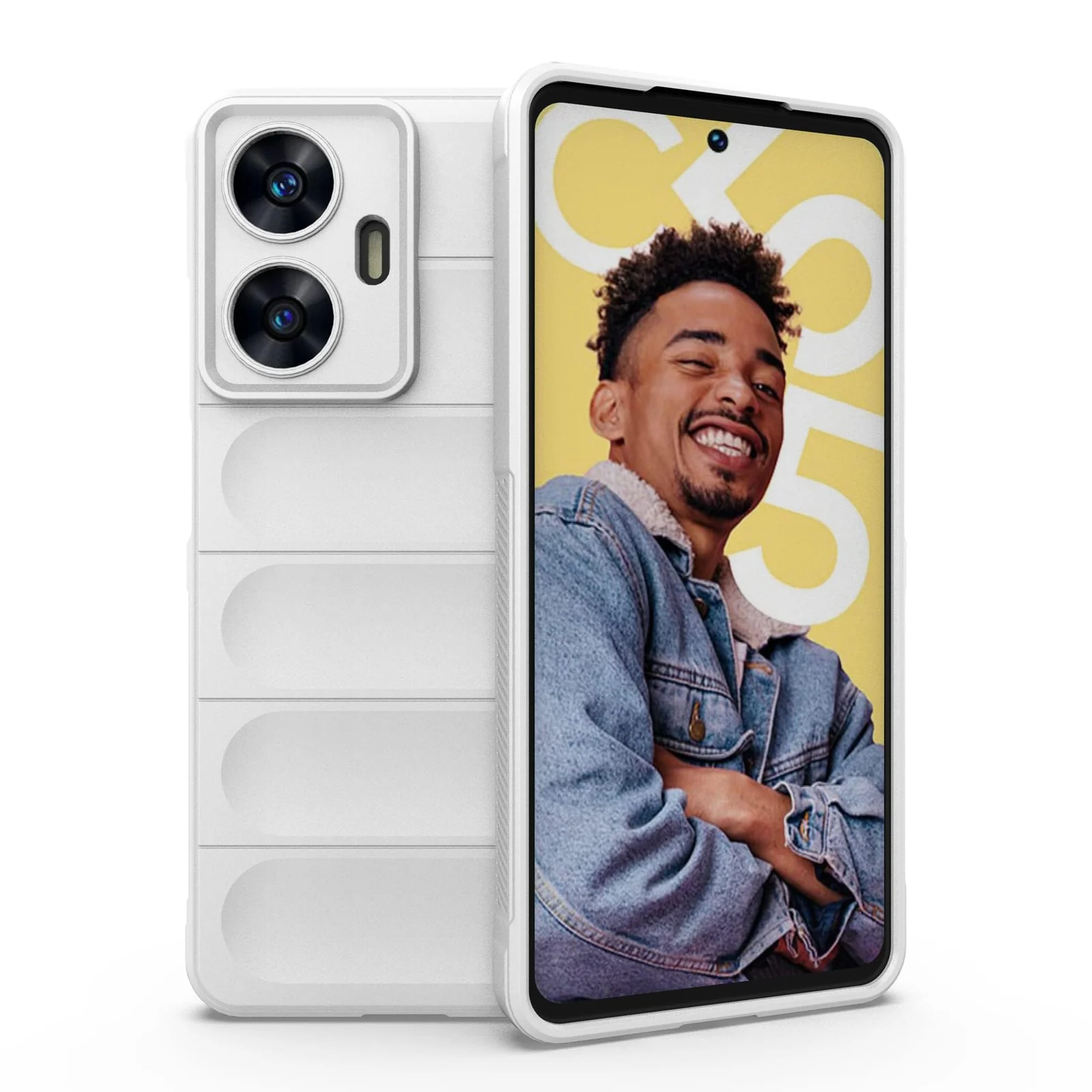 DL3 Mobilak Flexible Silicone and TPU Protective Case with Camera Protection for realme C55 / Narzo N55 - White