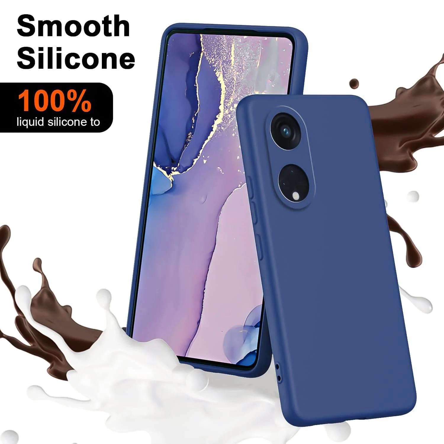 DL3 Mobilak Liquid Silicone Protective Case for OPPO Reno 8T 5G / OPPO A1 Pro with Microfiber Lining and Shockproof Design - Blue