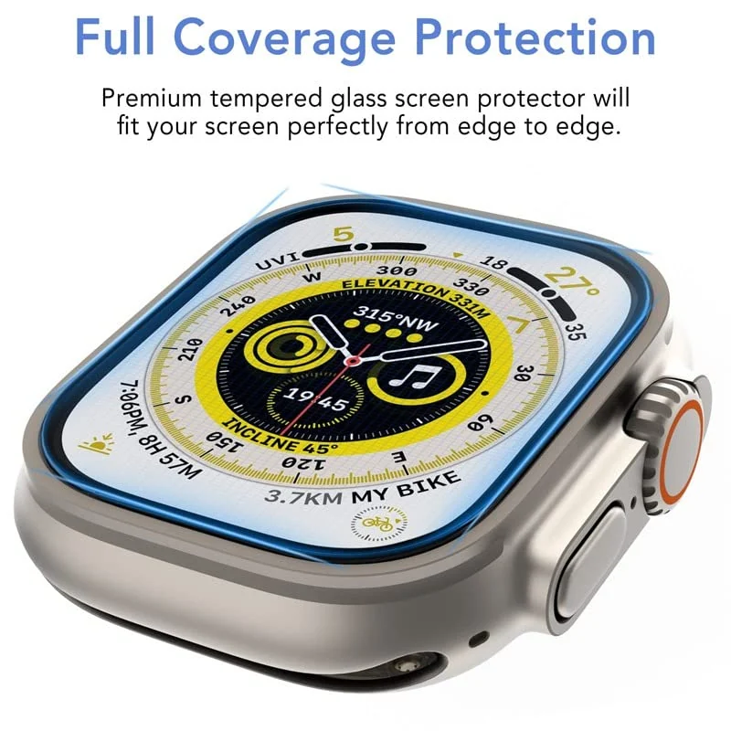 DL3 Mobilak (Tempered Glass Screen) Protector ForApple Watch Series 8 Ultra 49mm Soft Edge Protective Film [Anti-Scratch] [Bubble Free] [Ultra Shatterproof] [High Sensitive] (Tempered Glass) - Black
