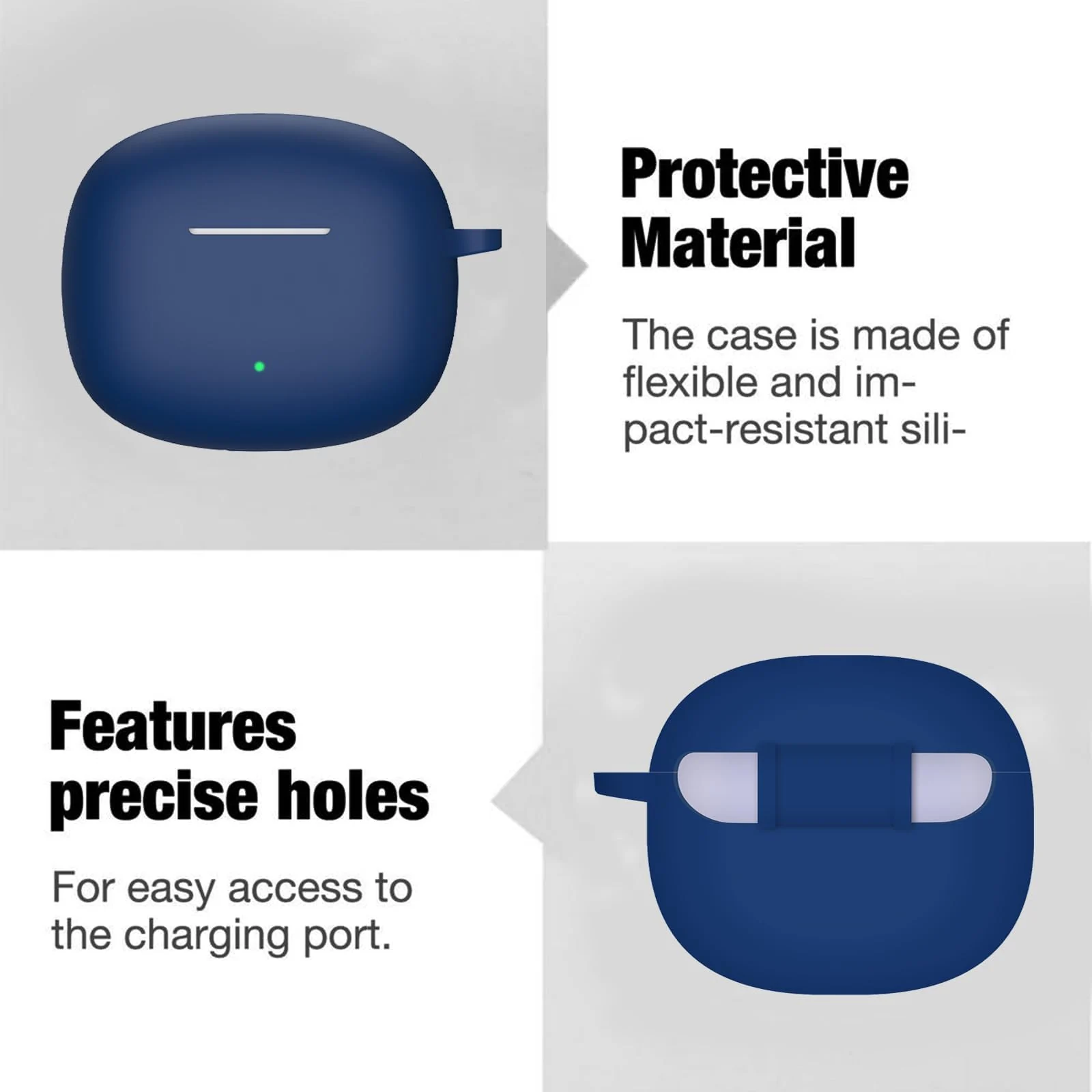 DL3 Mobilak Silicone Case Compatible with Honor Earbuds X6, Soft Silicone Protective Case Cover, Shockproof Sleeve with Carabiner For Honor Earbuds X6 - Blue