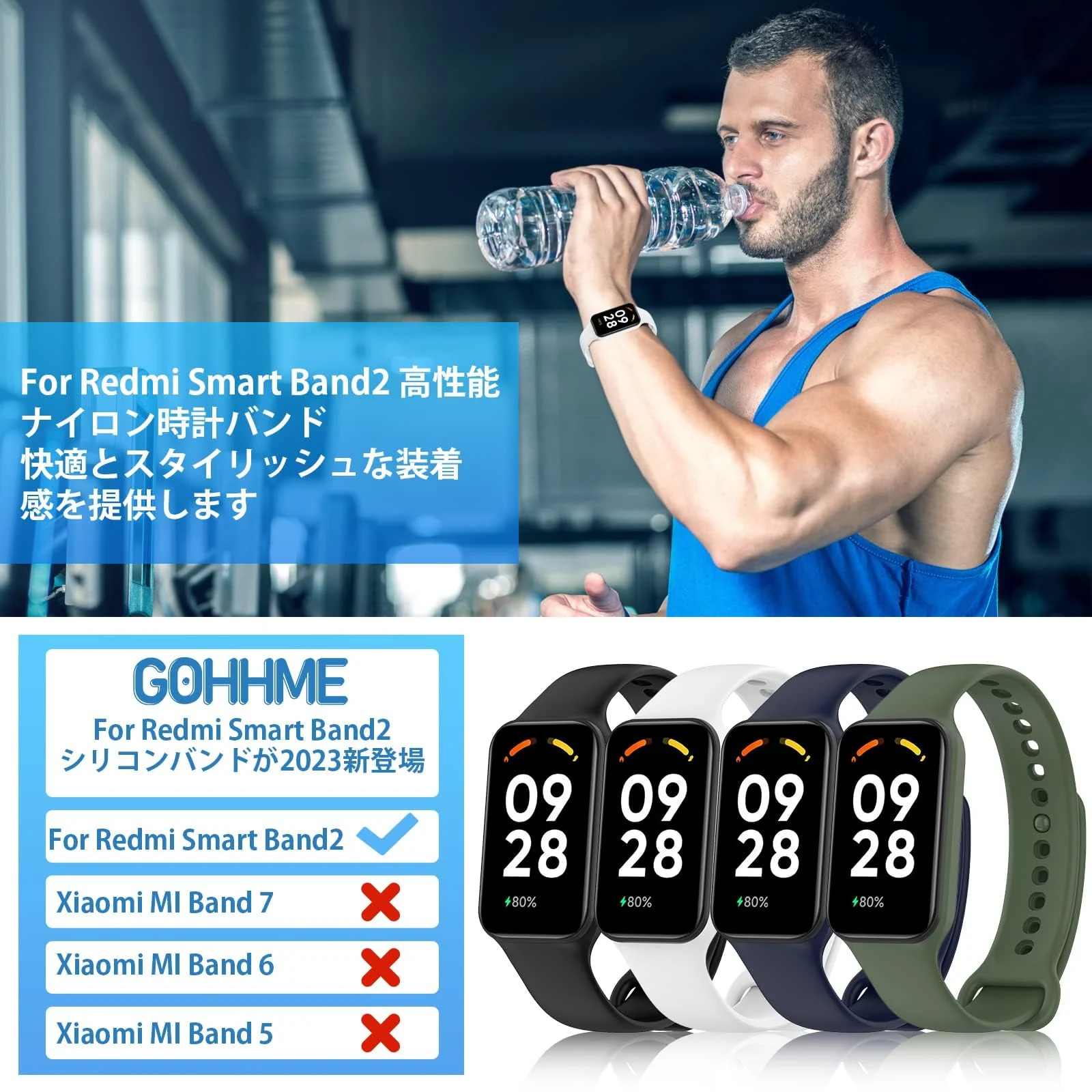 DL3 Mobilak Smart Watch Strap for Xiaomi Redmi Band 2, Sport Silicone Watch Band Wrist Strap, Replacement Bracelet Wristband Wrist Strap for Xiaomi Redmi Smart Band2 Accessories - Black