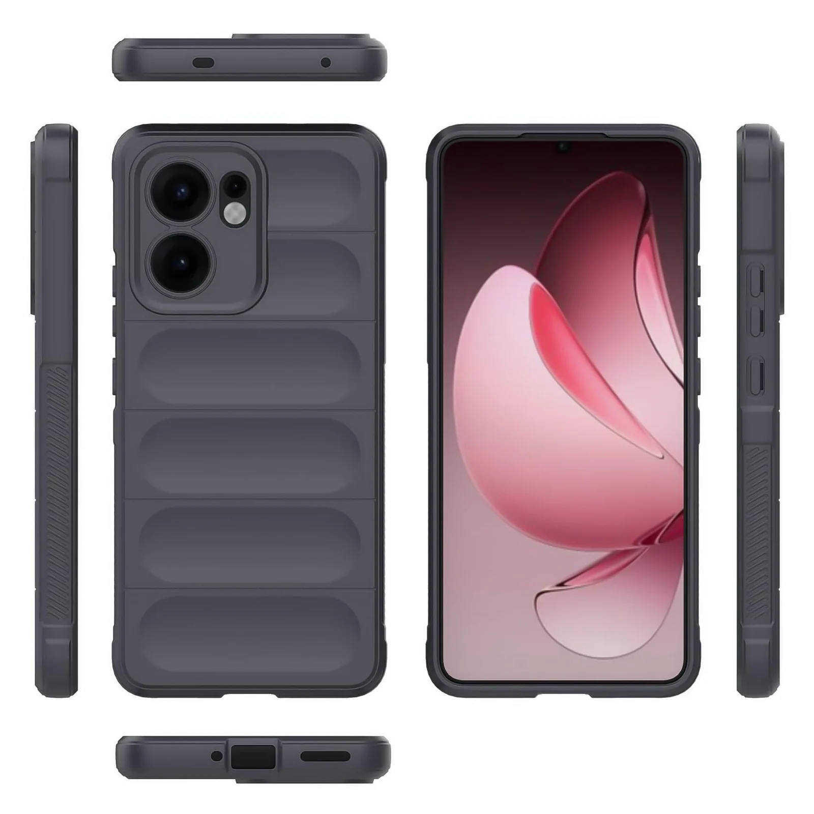 DL3 Mobilak Flexible Silicone and TPU Protective Case with Camera Protection for OPPO Reno 13F - Dark Gray