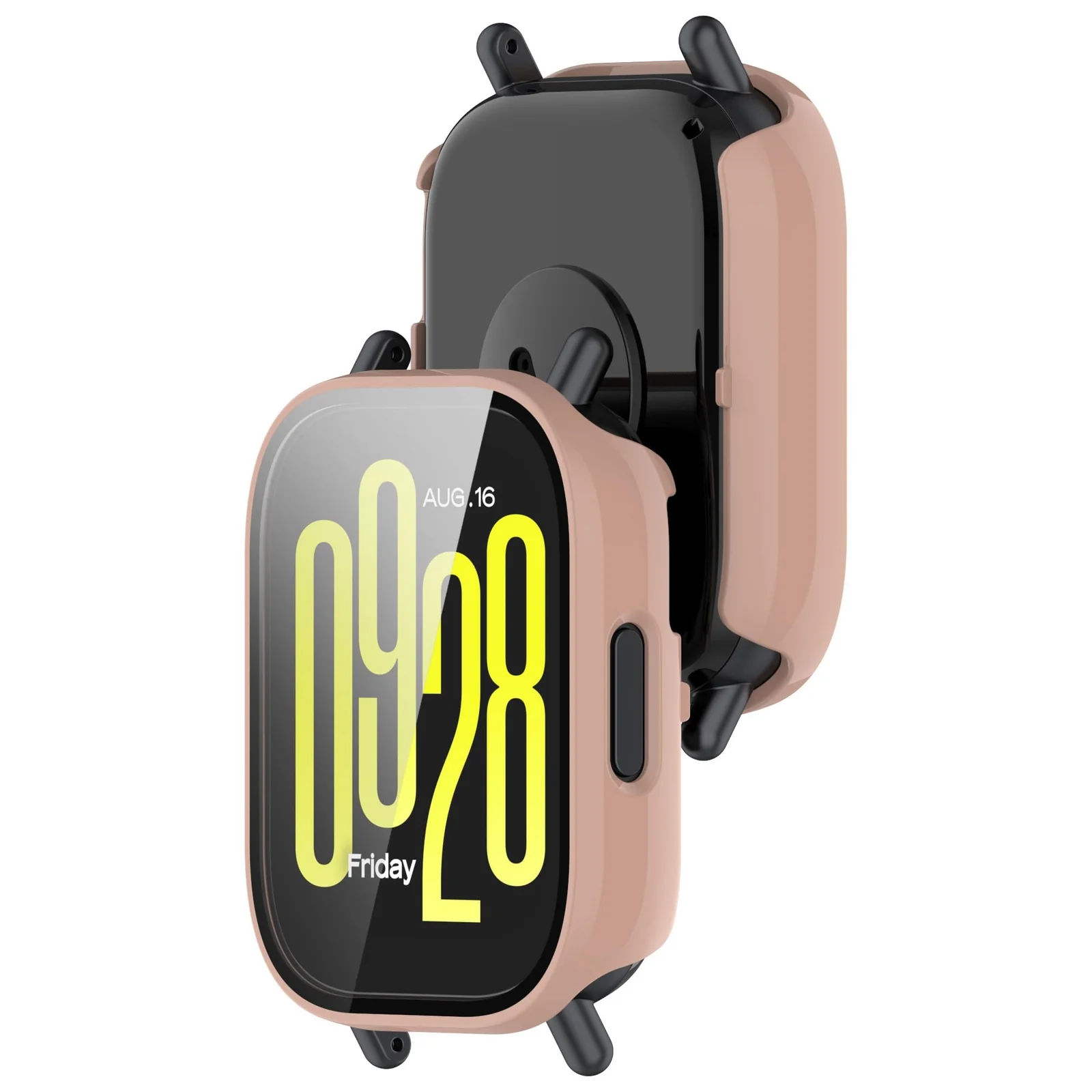DL3 Mobilak Case with Screen Protector for Xiaomi Redmi Watch 5 Active, Bumper Full Coverage Hard PC Overall Protective Cover, Built-in Tempered Glass Film High Sensitivity - Pink