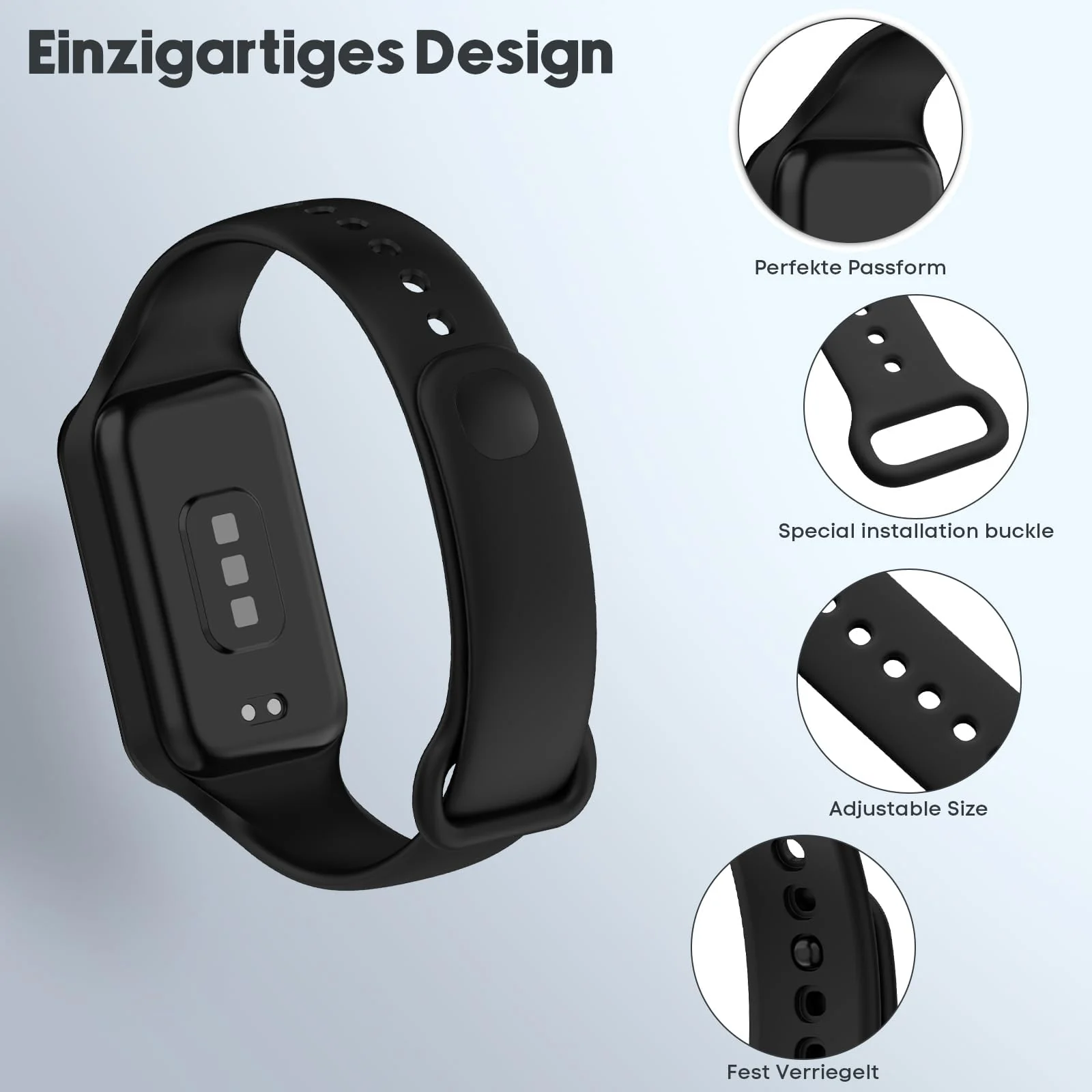 DL3 Mobilak Compatible with Xiaomi Smart Band 9 Active/Xiaomi Redmi Smart Band 3 Replacement Silicone Wrist Strap Bracelet Band Soft And Durable Watch Accessories - Black