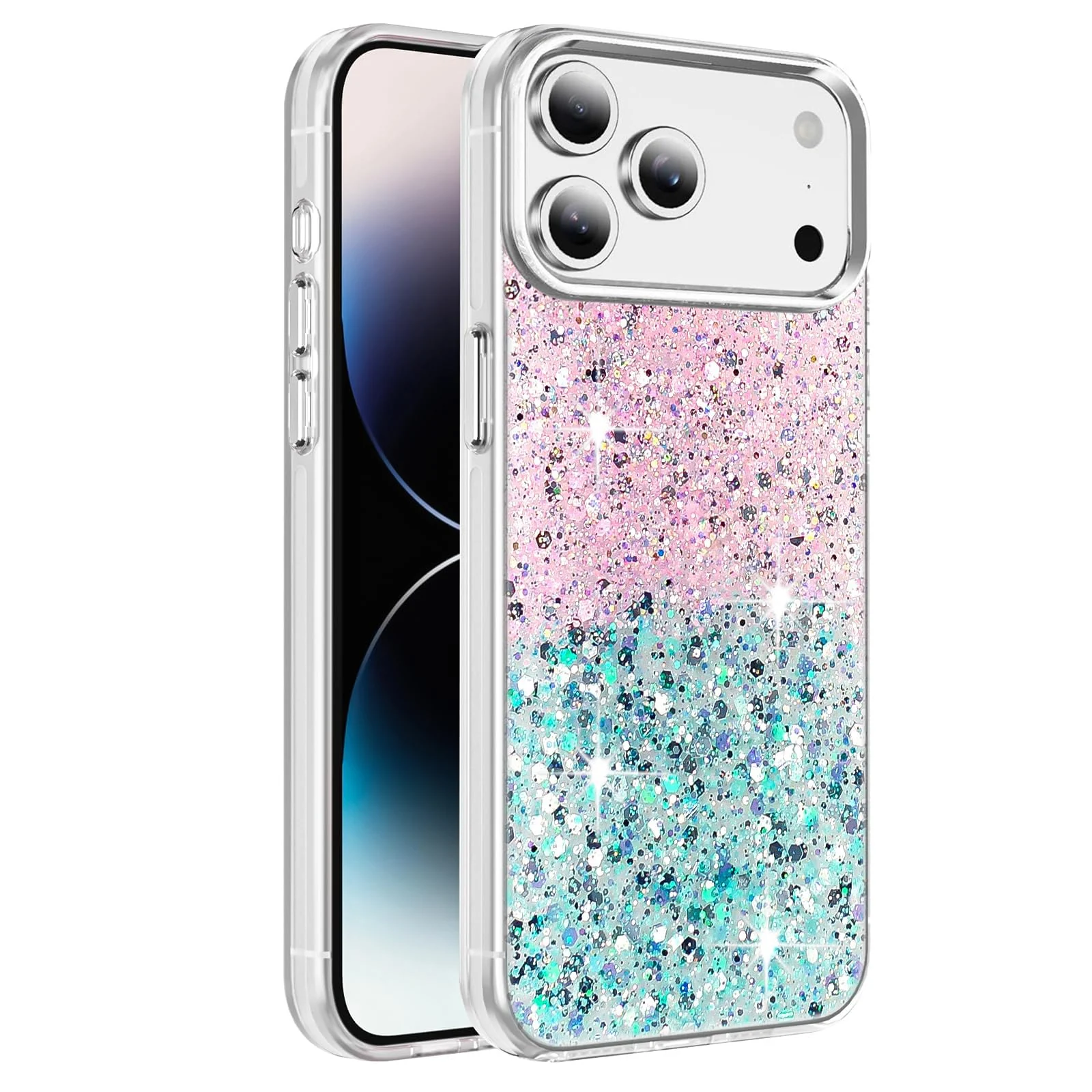 iPhone 17 Pro 6.3-Inch — DL3 Mobilak Glitter Protective Case for iPhone 17 Pro 6.3-Inch, Supports wireless charging, Camera protection, Shock-absorbing protection