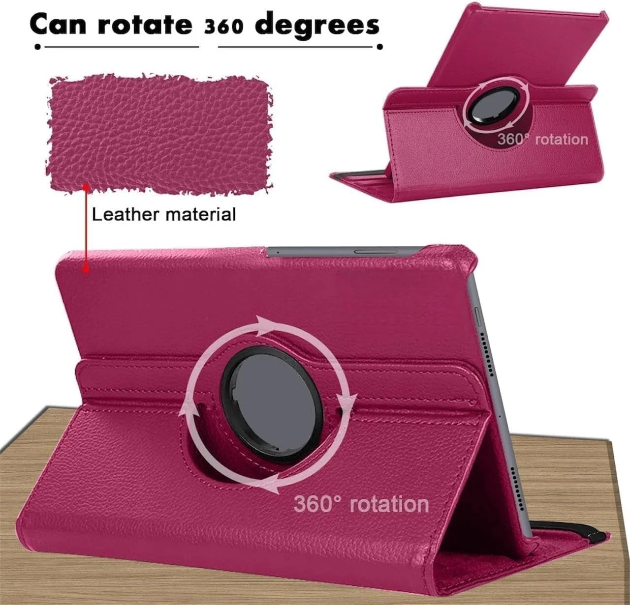 DL3 Mobilak Protective Cover for Xiaomi Pad 7 / Xiaomi Pad 7 Pro 2024 11.2 inch, 360° Rotatable Smart Stand, Leather Folio Flip Cover with Multi-Angle Viewing, Auto Wake Sleep - Pink