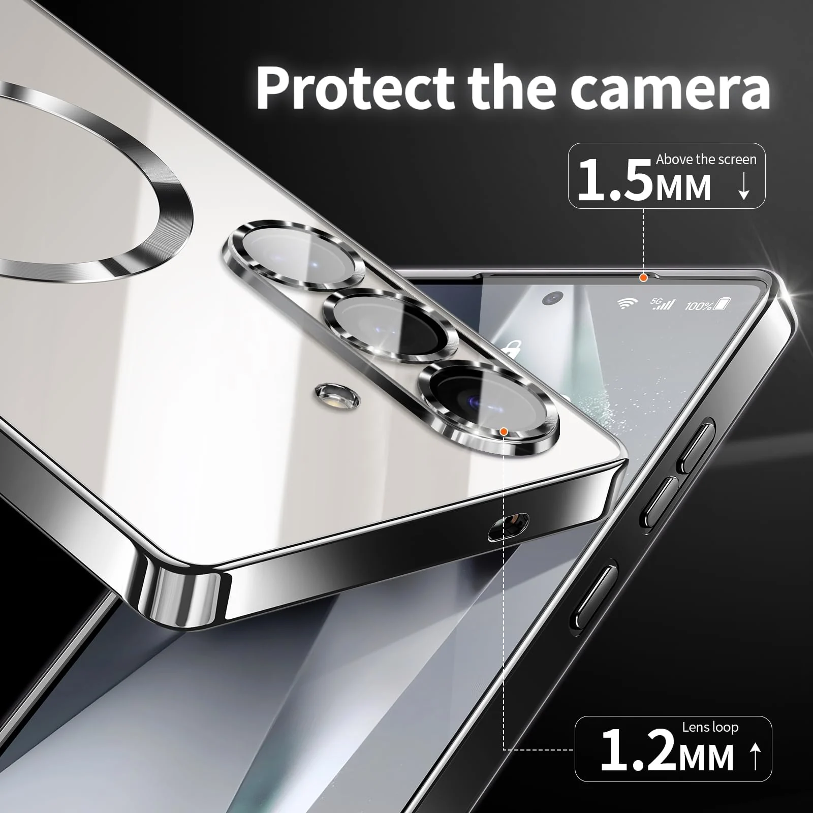 DL3 Mobilak Clear MagSafe-Compatible TPU Case and Camera Lens Protector for Samsung Galaxy A36 5G - Black