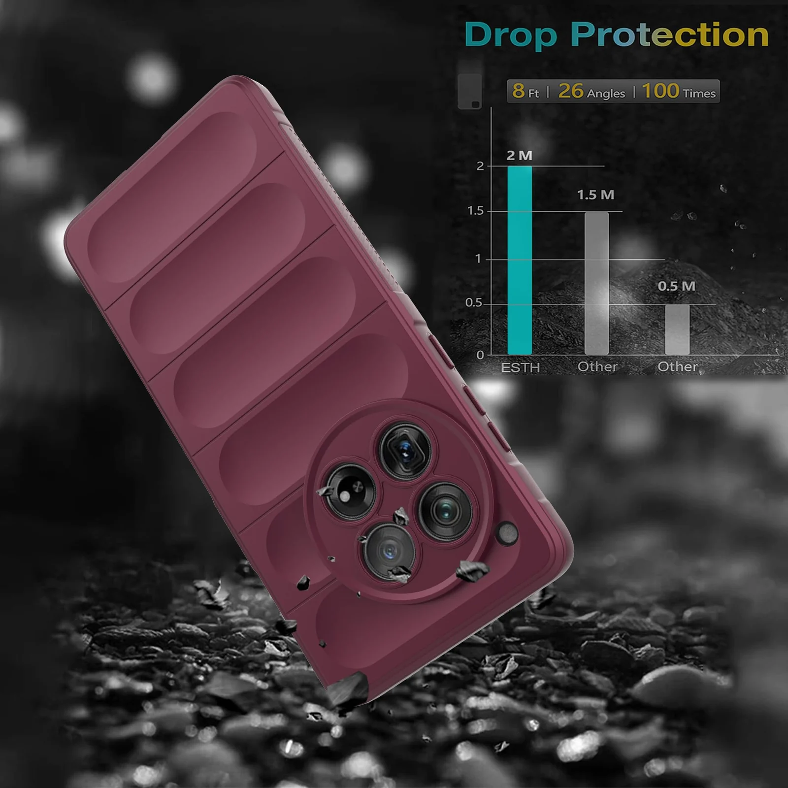 DL3 Mobilak Flexible Silicone and TPU Protective Case with Camera Protection for Oneplus 12R 5G / Oneplus Ace 3 - Wine Red